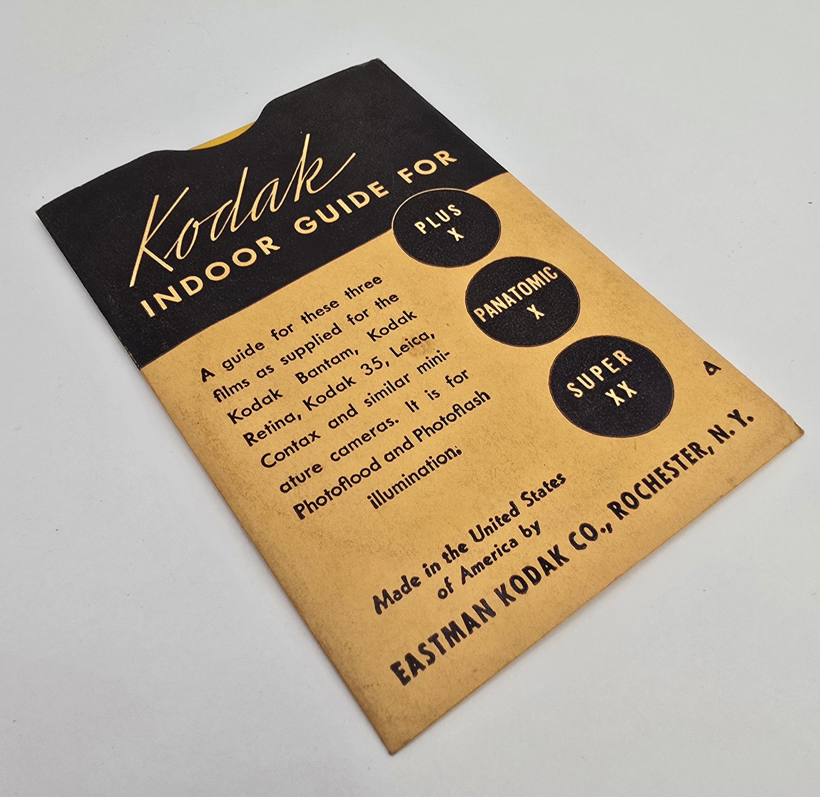Vintage 2140s Kodak Indoor Guide Panatomic-X Plus-X Super-XX Exposure