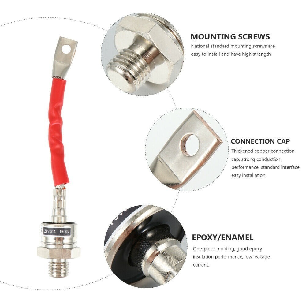 Silicon Power Positive Stud Mount Rectifier Diode ZP200A 1600V,Portable-Part Kit