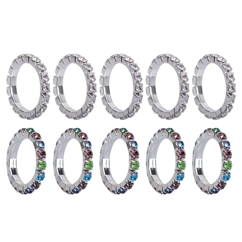 10pcs Woman Elastic Toe Ring Fashion Stylish Exquisite Rhinestone Toe Ring