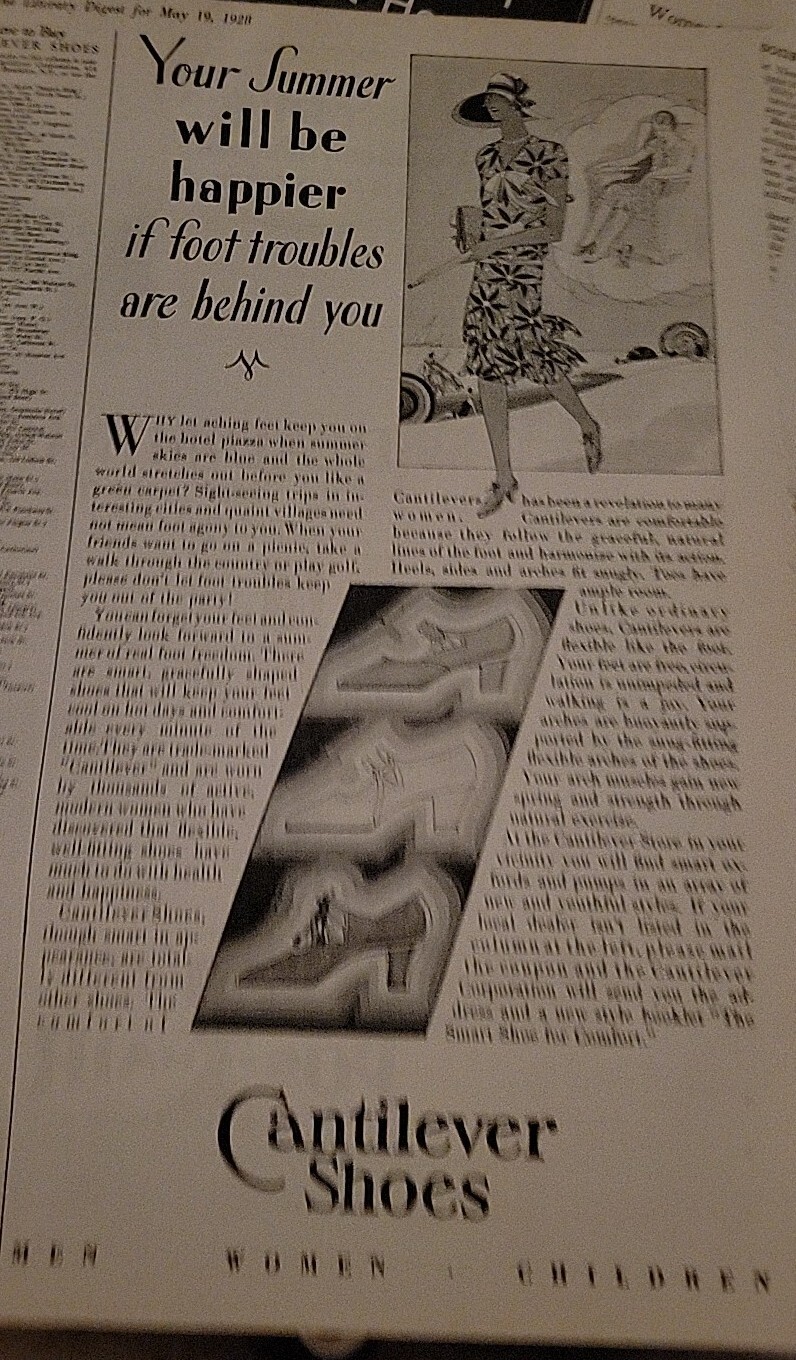 1928 Womens Cantilever Shoes Summer Will Be Happier vintage Fashion ad