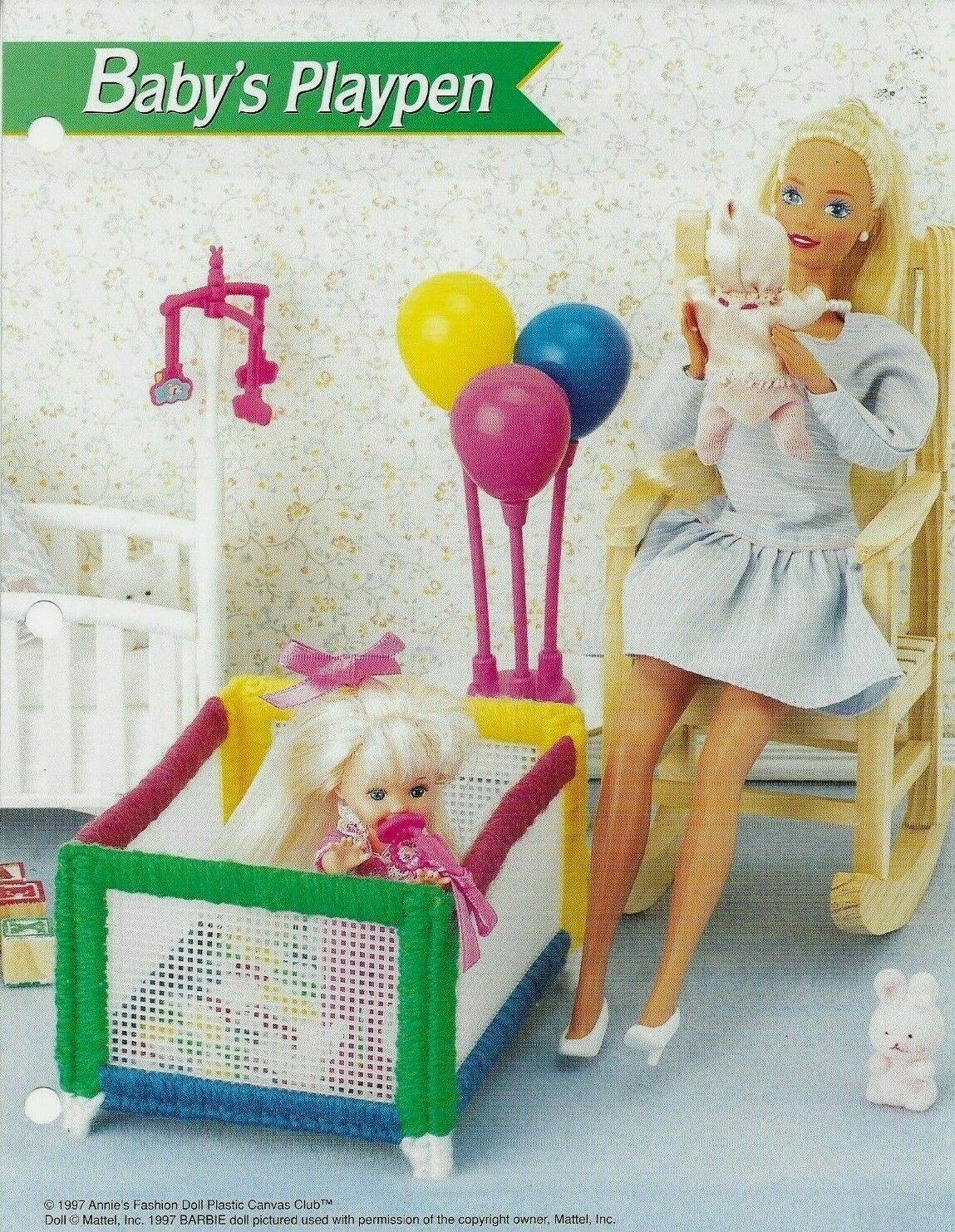 NEW BABY'S PLAYPEN FASHION DOLL ANNIE'S PLASTIC CANVAS PATTERN INSTRUCTIONS