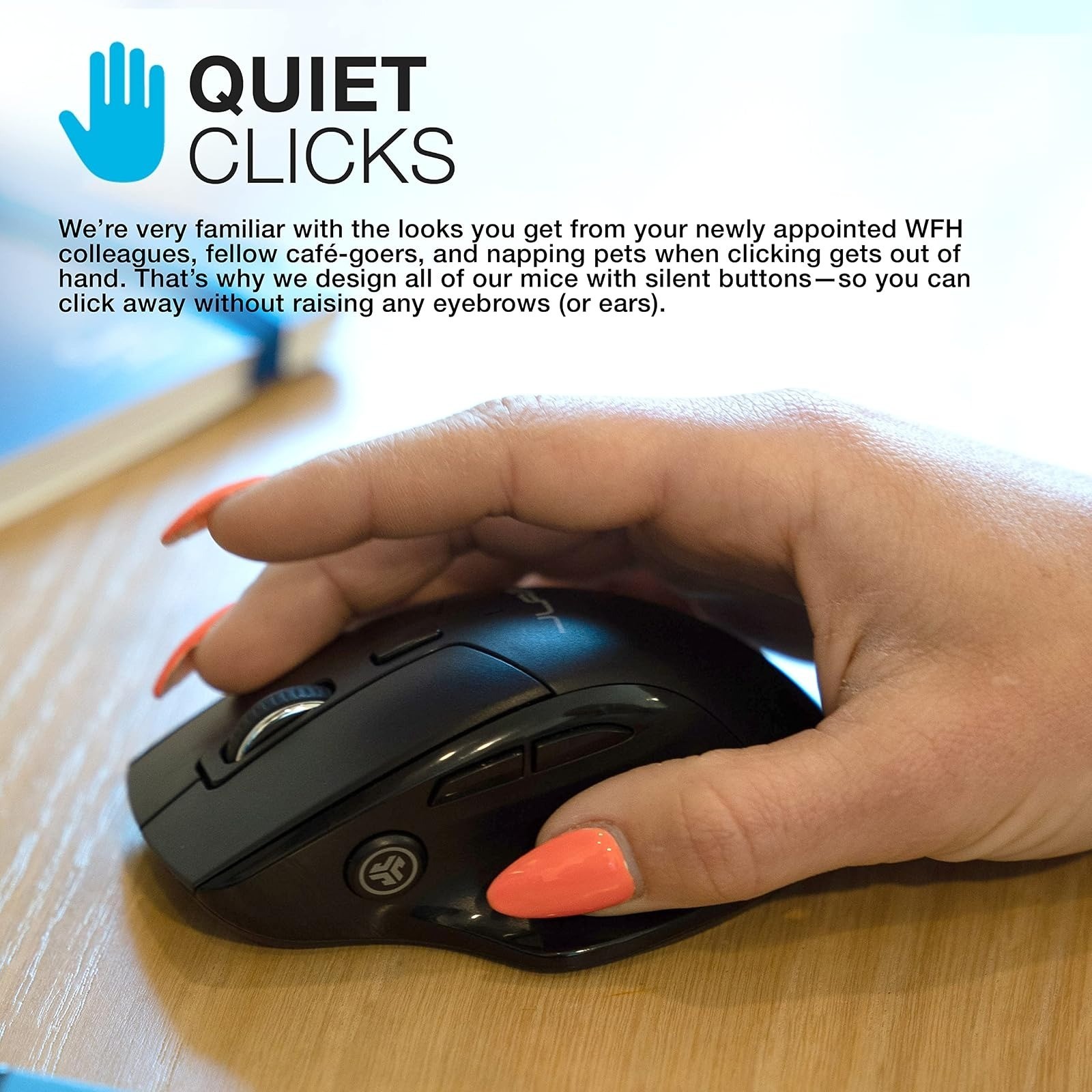 JLab JBuds Wireless Mouse Bluetooth USB Dongle Multi-Device Silent Click