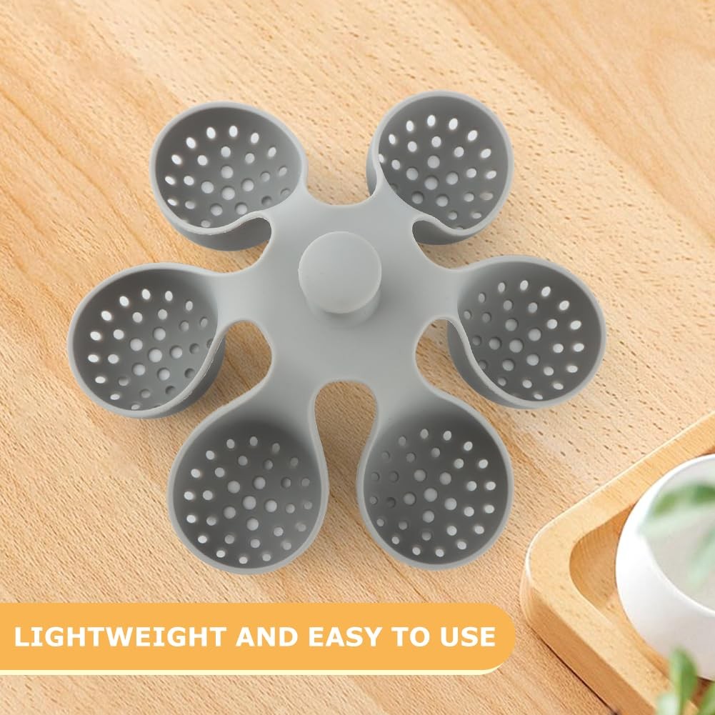 Silicone Egg Boiler Rack Freestanding Holds 6 Poached, grey