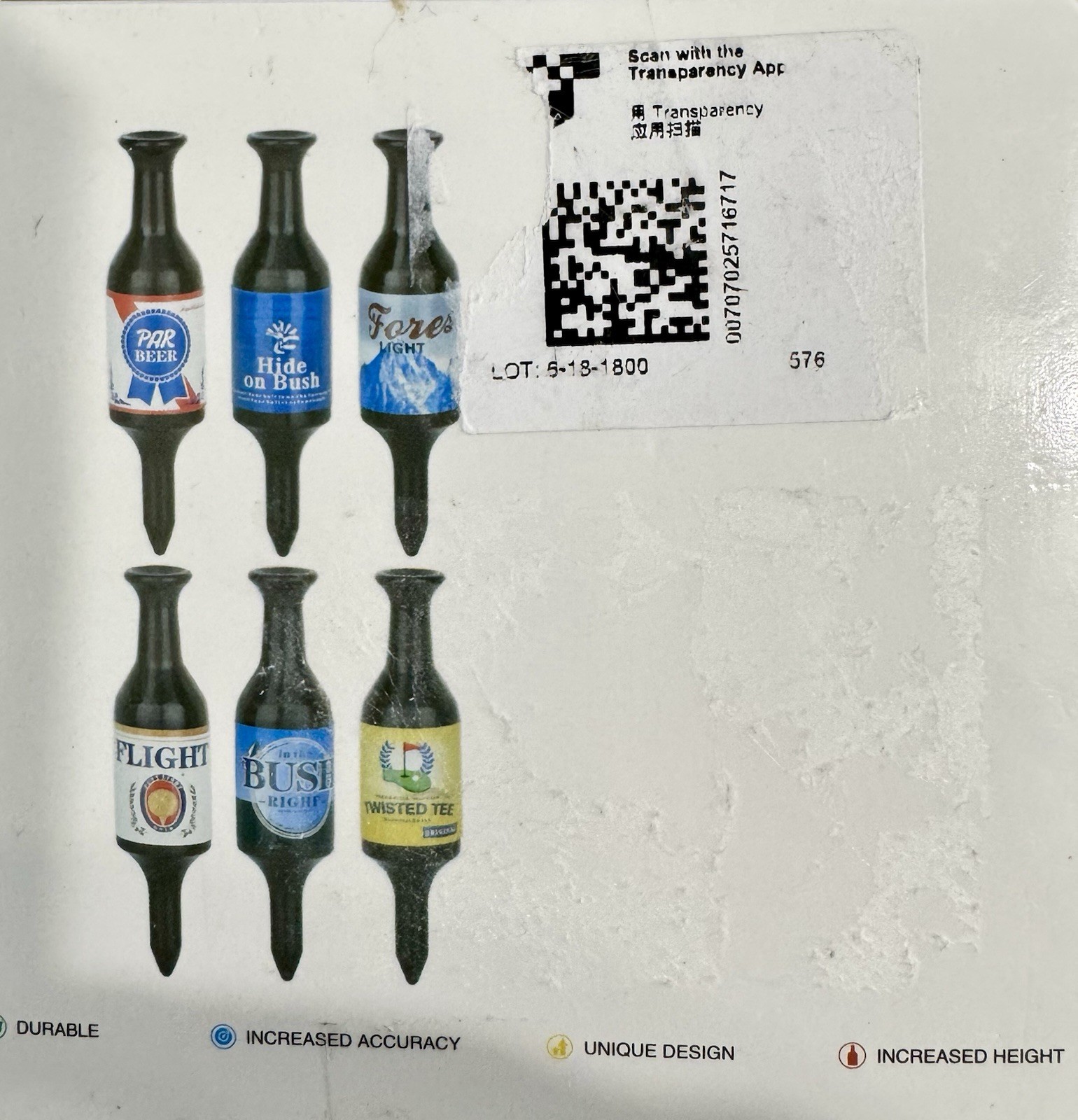 Novelty Beer Bottle Golf Tee Set Plastic Multicolor Golf Tees 6 pack