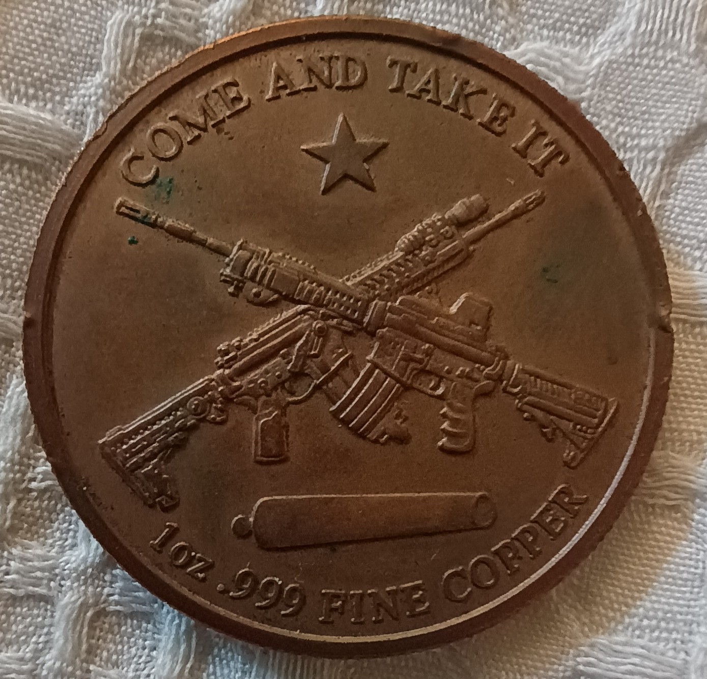 Come and Take It Molon Labe .999 Pure Copper Coin Vintage Collectible