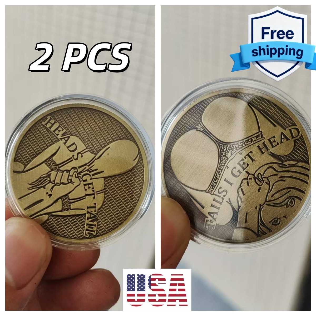 2 PCS Sexy Lady Challenge Coin - Playful Heads/Tails Novelty Gift