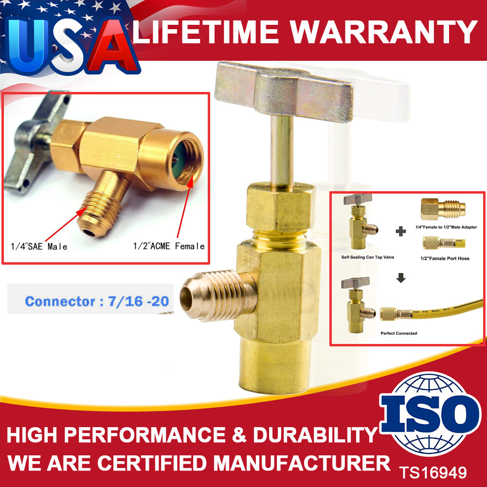 Self-Sealing Can AC A/C Tap Valve Recharge Hose Adapter Tool Cans Car Auto