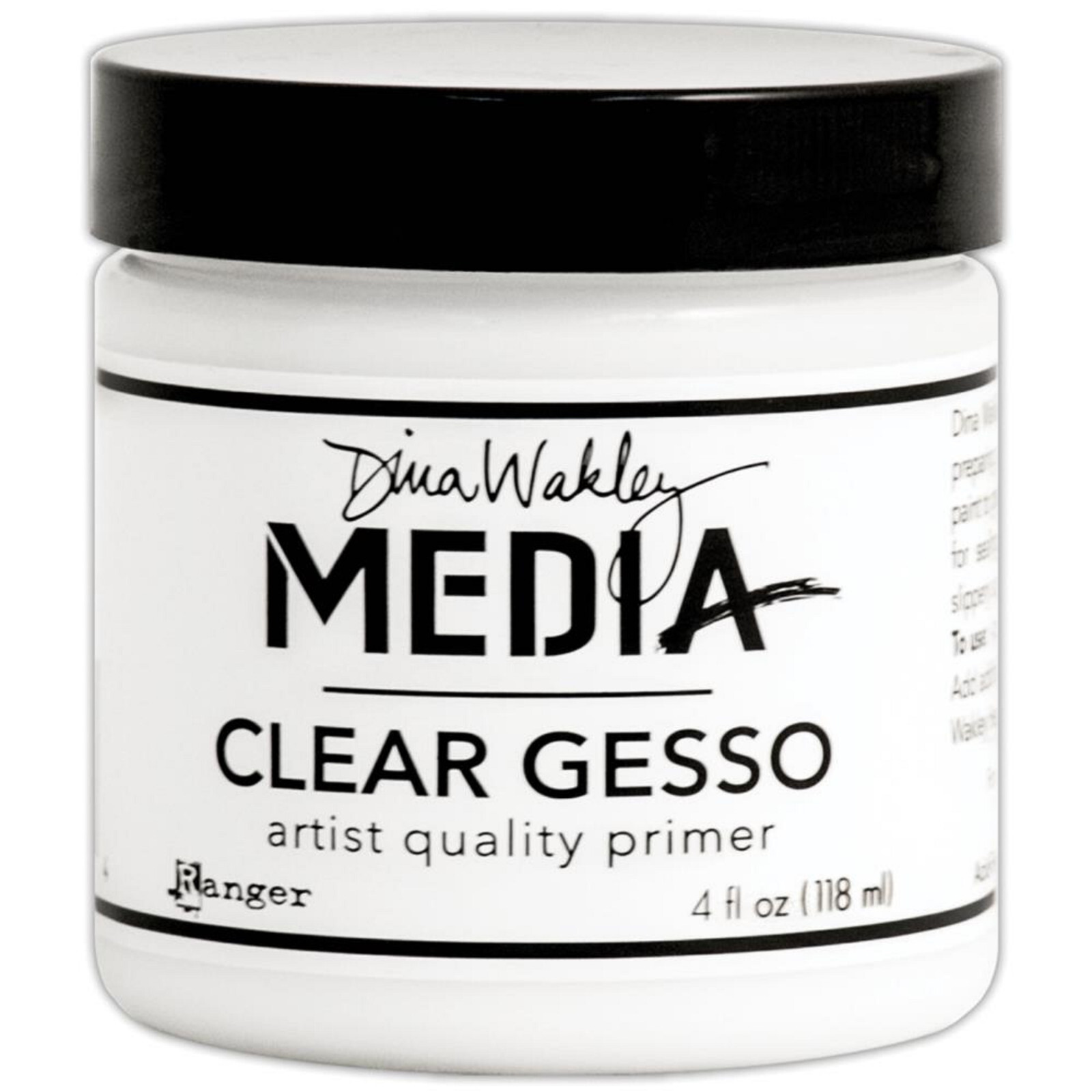 Ranger / Dina Wakley Media Gesso 4oz Jar-Clear Artist Quality Primer