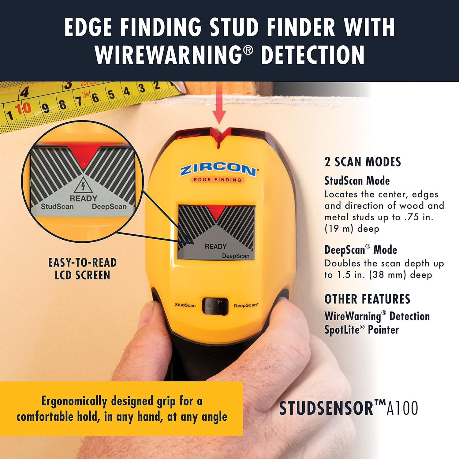 Studsensor A100 Stud Finder and Wall Scanner – Edge Locating Stud Detector with