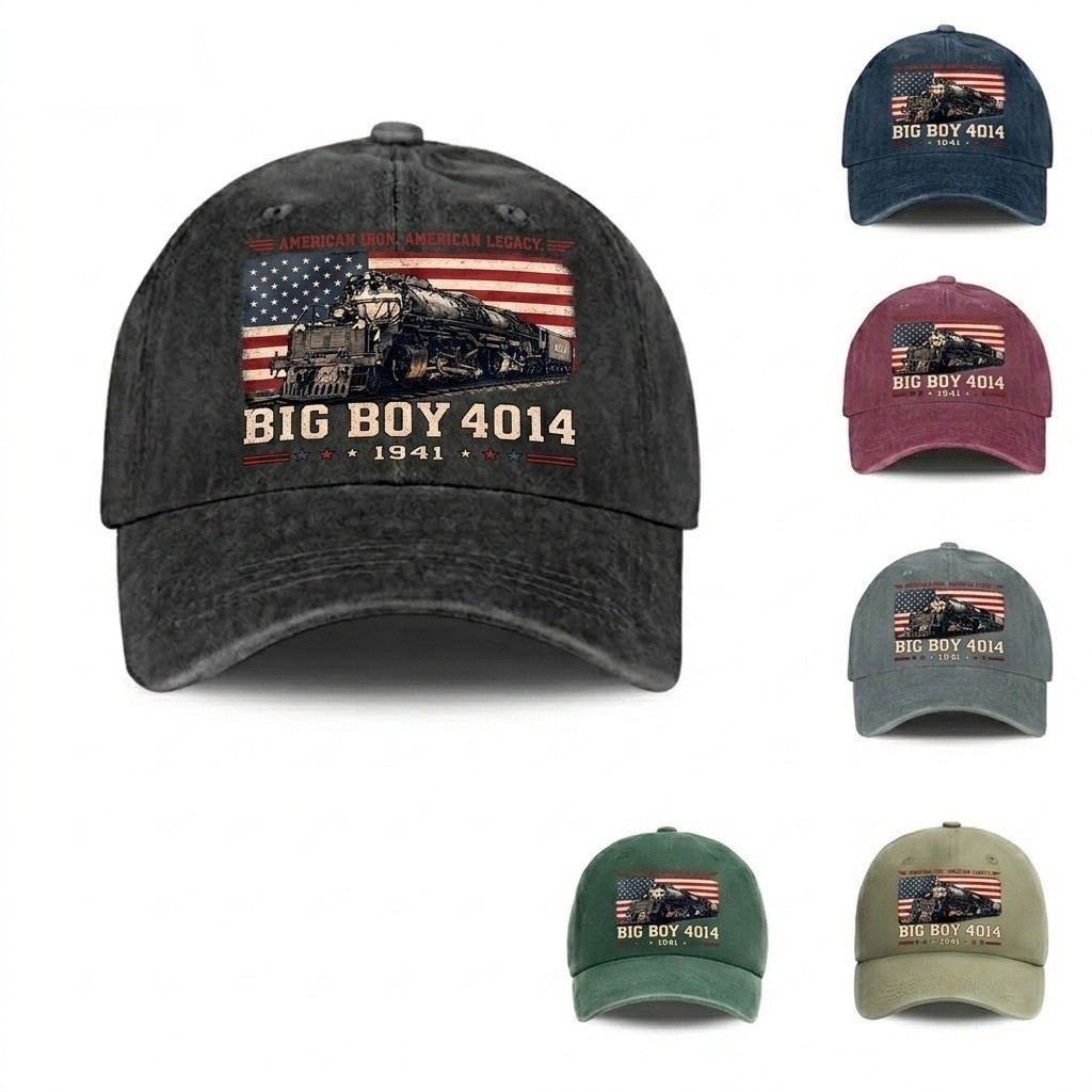 Big Boy 4014 American Legacy Train Hat Vintage Washed Unisex Casual Baseball Cap