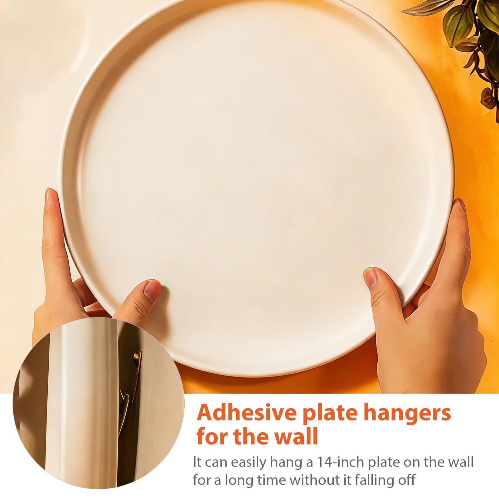 40 Pack Adhesive Invisible Plate Hangers, 20 D-Ring & 20 Triangle Hook Combo,...