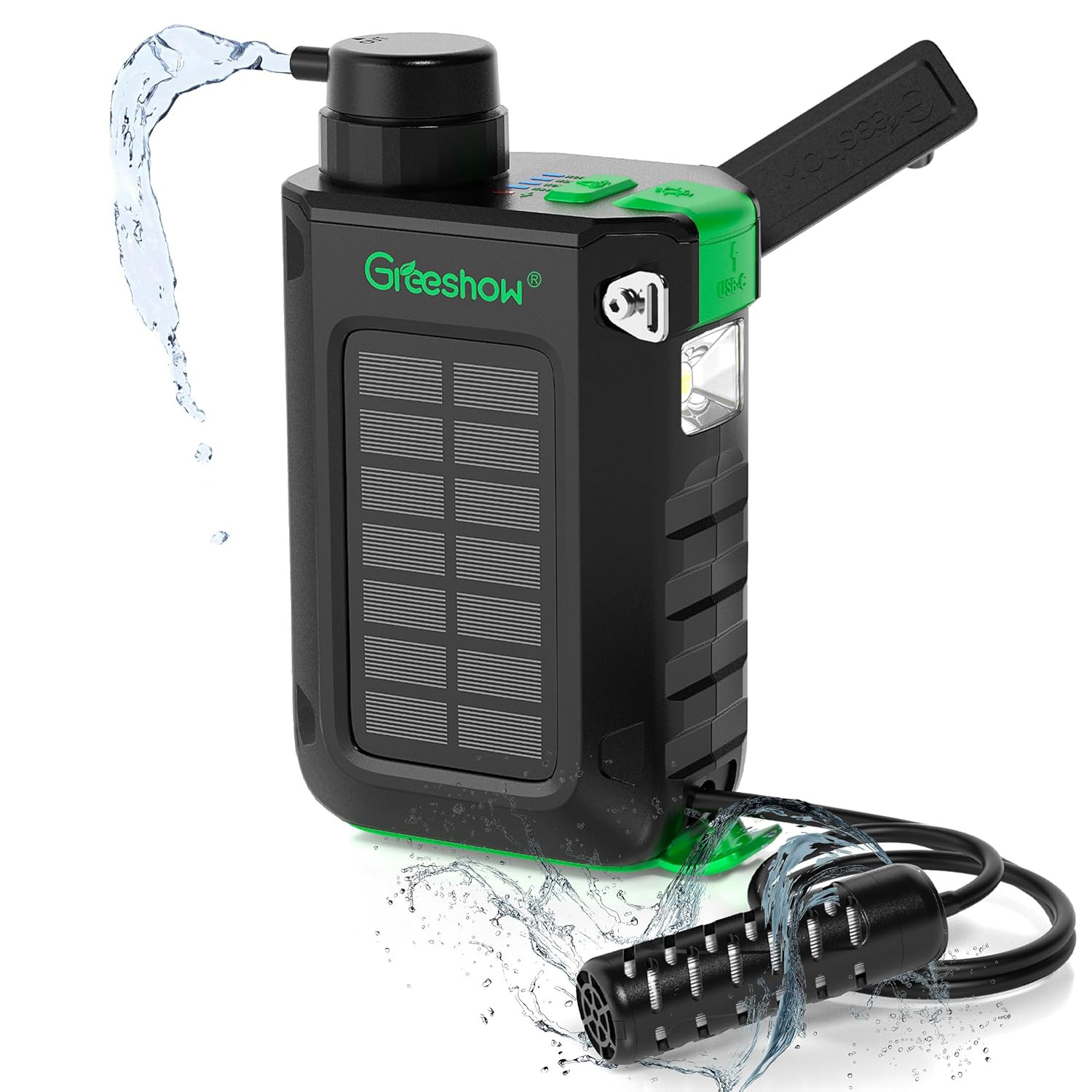 Electric Water Filter, 0.01 Micron Survival Filtration System with Solar, Hand C