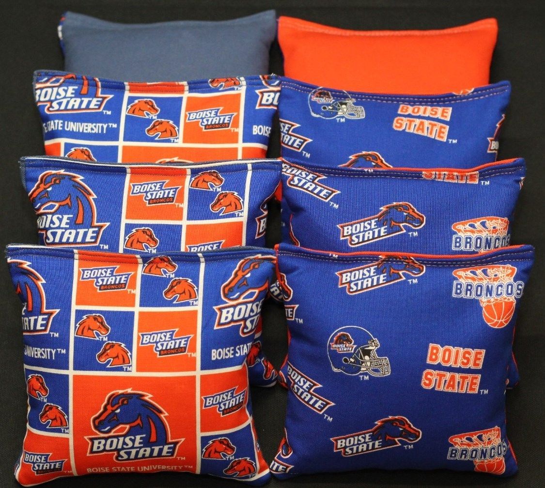 8 All Weather CORNHOLE BEANBAGS made w BOISE STATE University BRONCOS Fabric