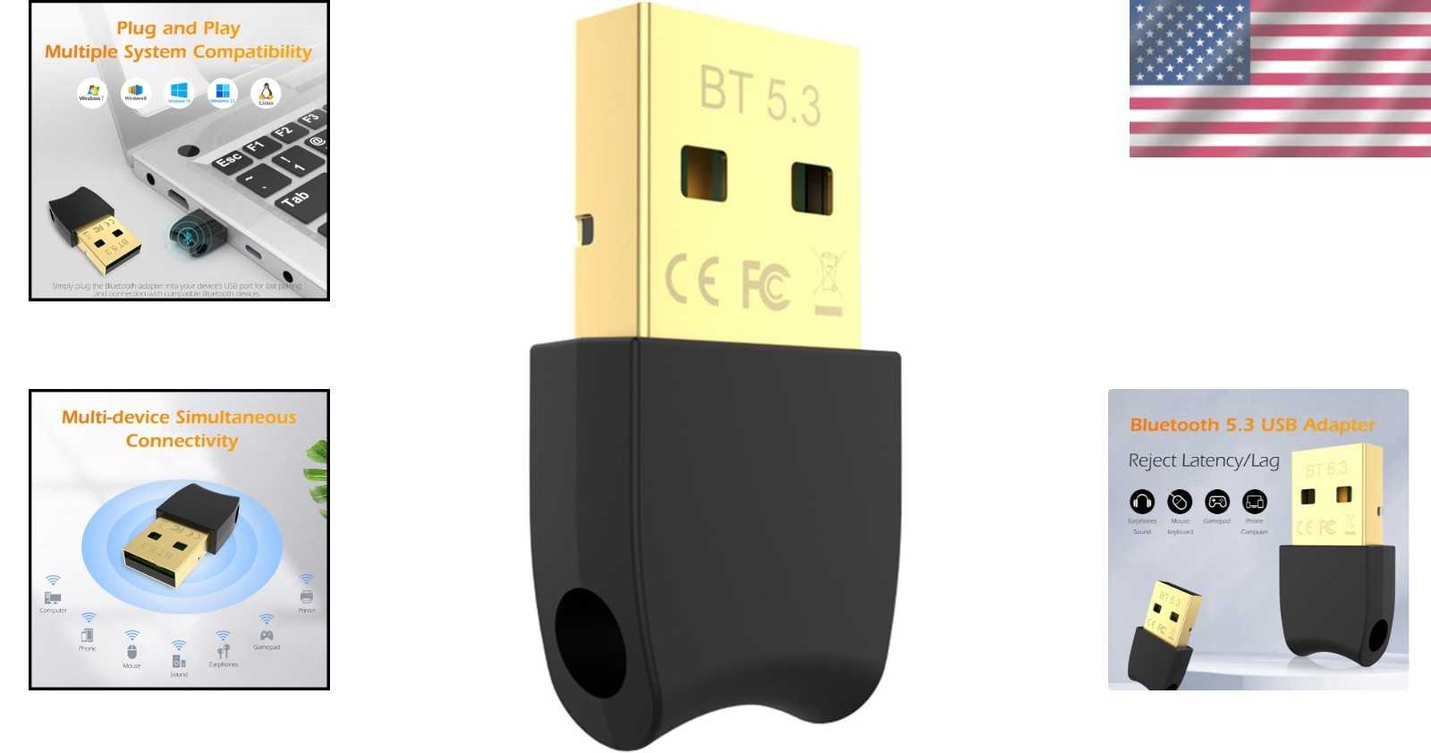 Effortless Bluetooth 5.3 USB Dongle for Windows & Linux - Seamless Connectivity