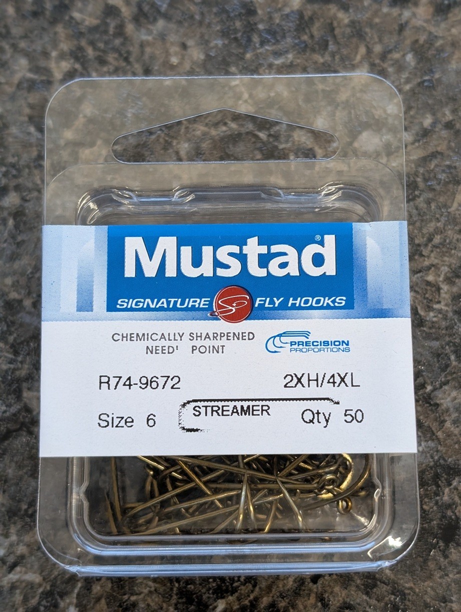 Mustad R74-9672 - Size 6 - Streamer Signature Fly Tie Hook - 4X Long - 50 Pack