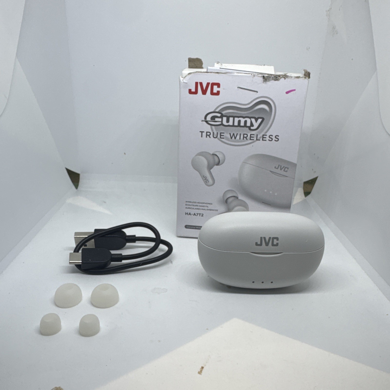 JVC Gumy HA-A7T2 True Wireless Bluetooth Earbuds – Coconut White – 24H Playtime