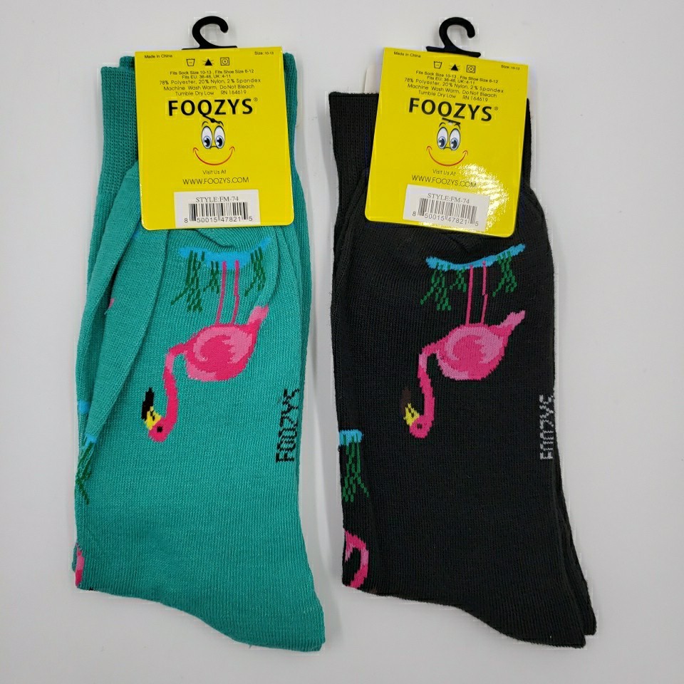 Mens Tropical Pink Flamingo Socks Gift Florida Party Cruise Life Novelty 2 PAIRS
