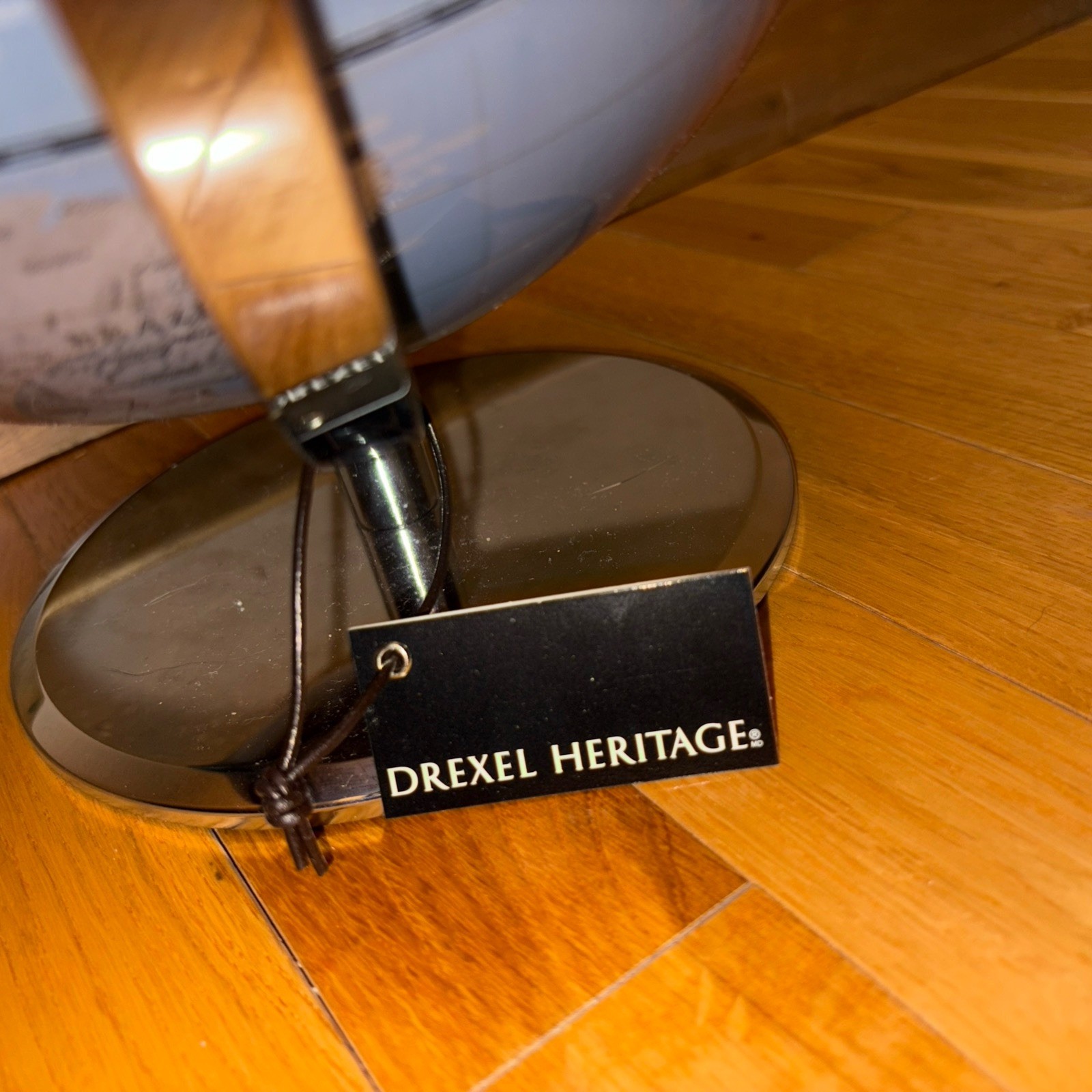 NWT Drexel Heritage World Silver Globe Chrome Metal Base