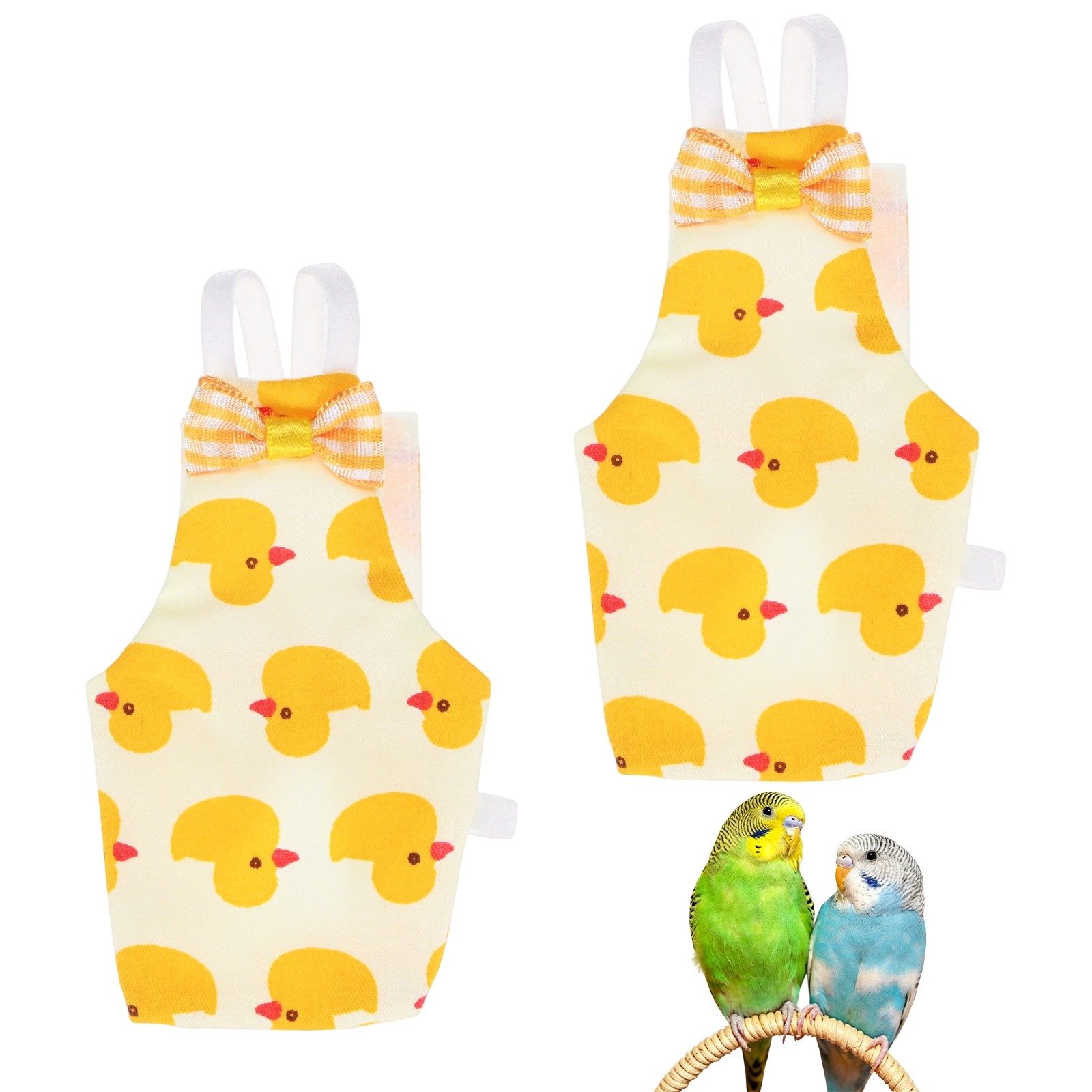 2-Pack Bird Diapers Reusable Flight Suit, Pet Parrot Nappy [Duck Yellow, M]