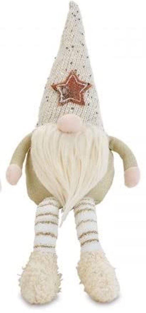 Golden Shimmer Christmas Gnome Dangle Legs - Cream Hat