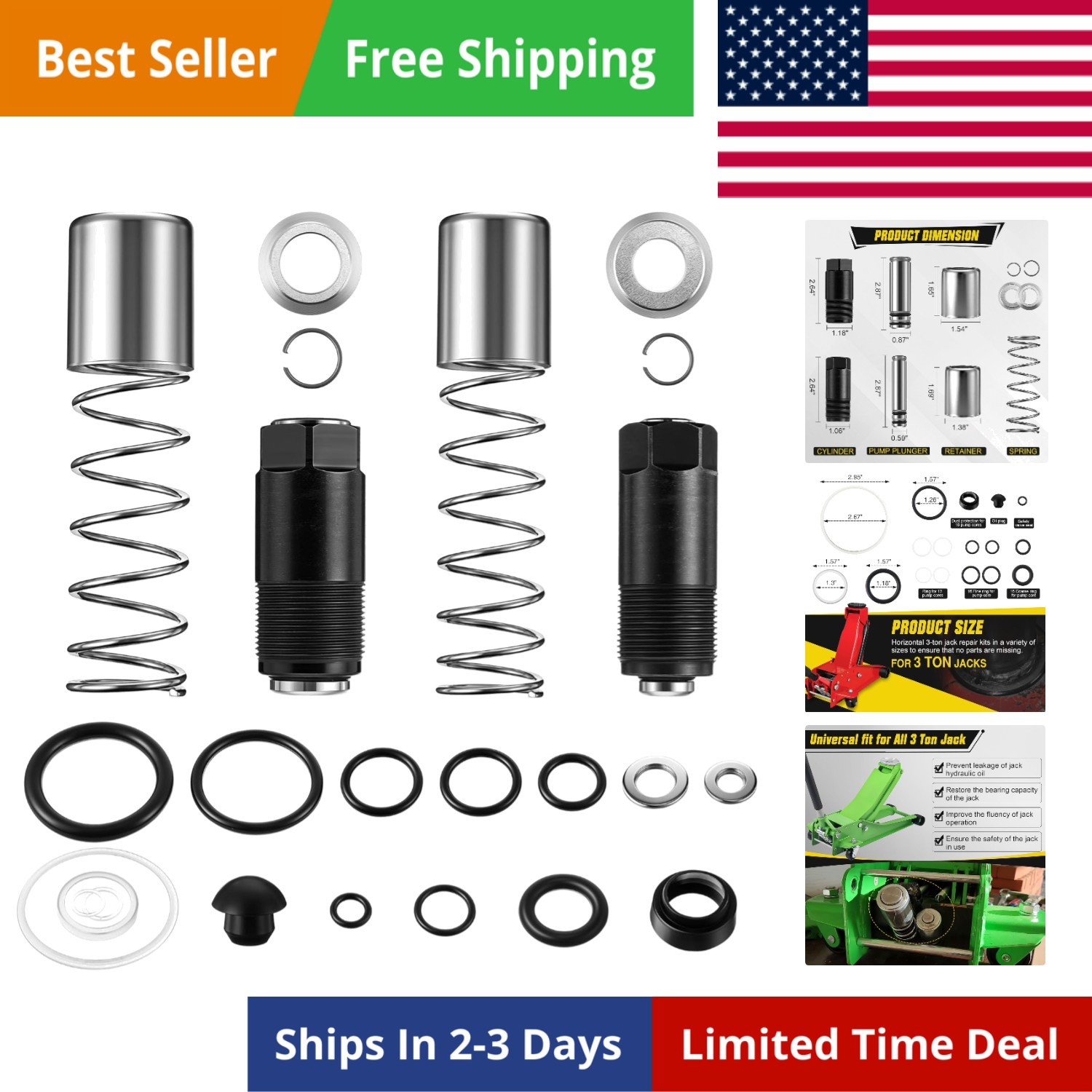 Floor Jack Replacement Part,Low Side Bigger & Smaller Pump Piston Plunger + 1...