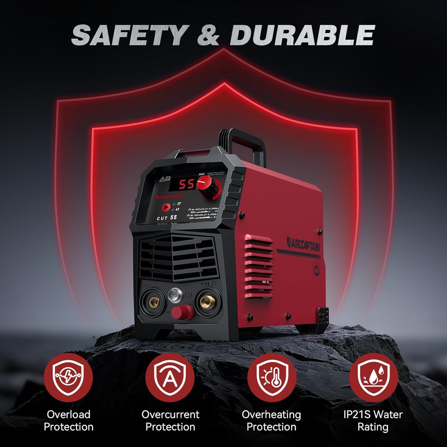 ARCCAPTAIN 55A Plasma Cutter, Non-Touch Pilot Arc High-Frequency Plasma Cutting