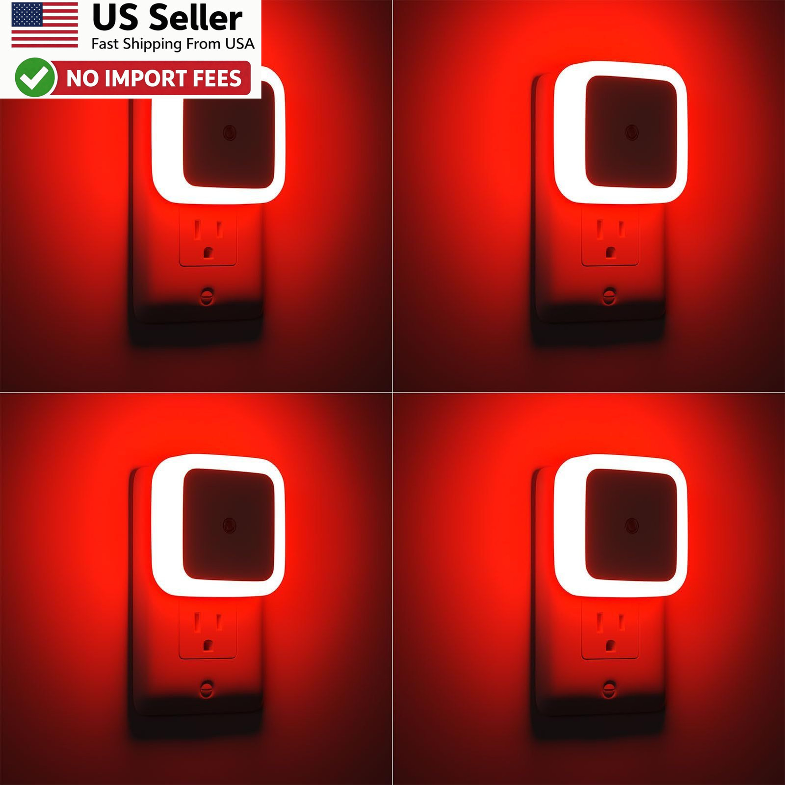 Sujeet Red Night Light Plug into Wall 4-Pack Dusk to Dawn Sensor LED FROM USA