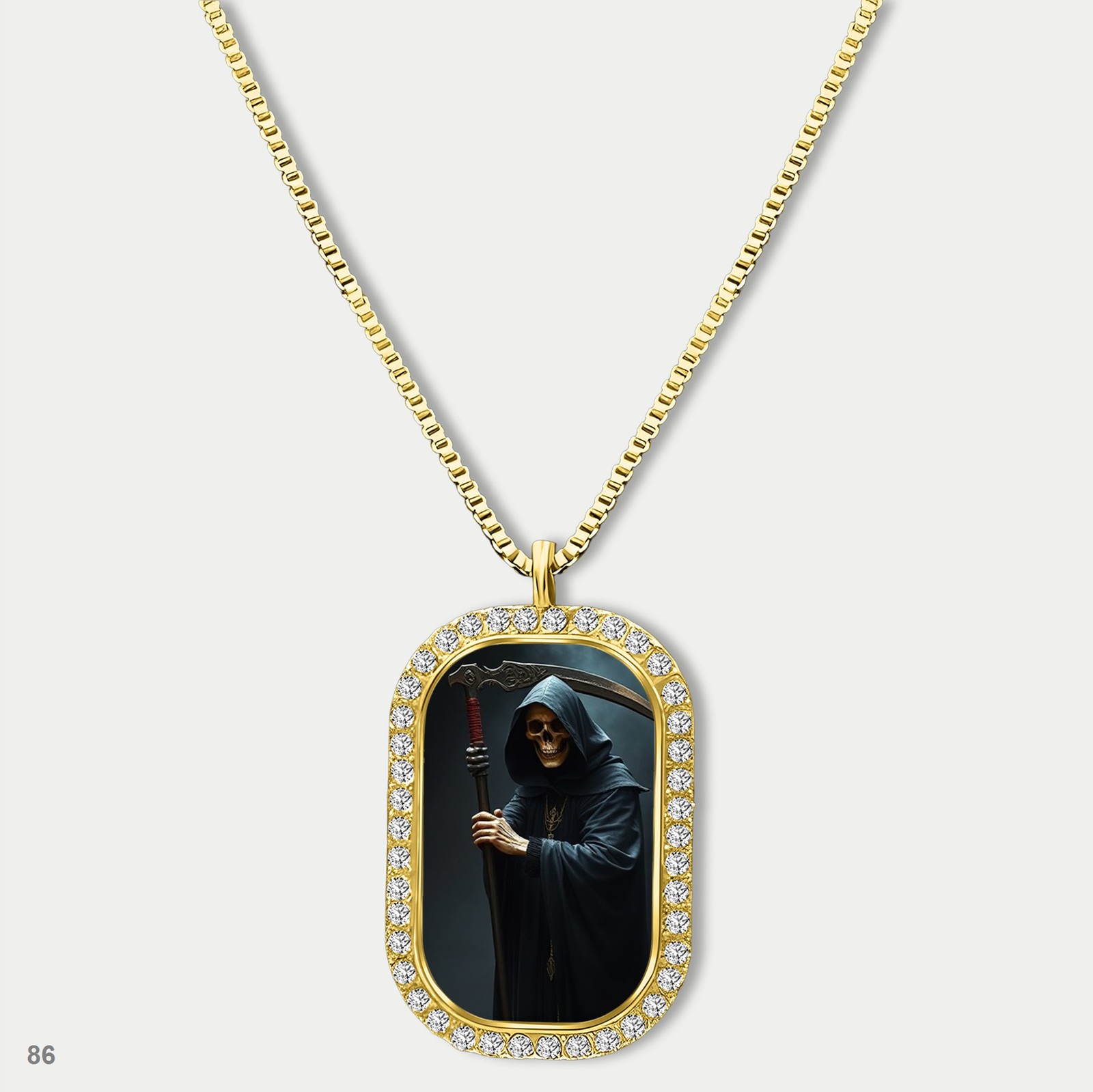 New Death Skull Grim Reaper Fashion Pendant Necklace Chain Photo Dog Tag Chain G