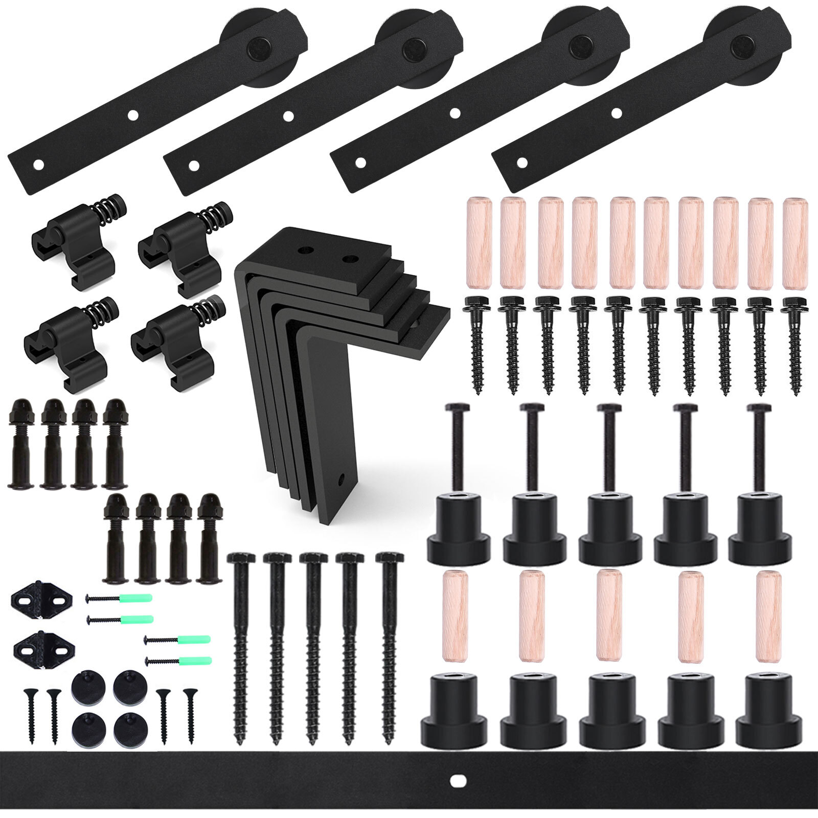 4FT-20FT Ceiling Mount Bracket Sliding Barn Door Hardware Track Kit for 1/2 Door