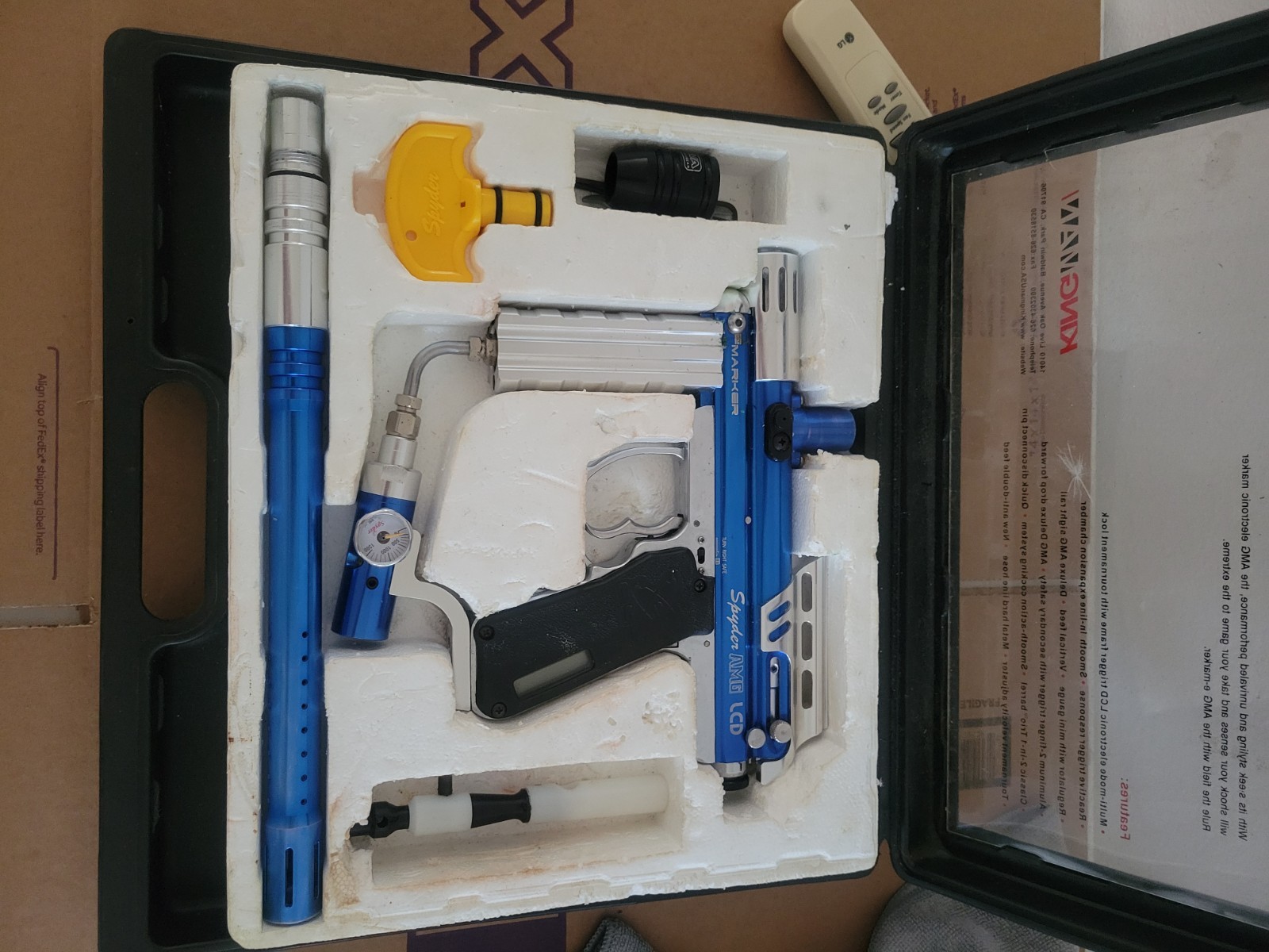 Spyder AMG Classic E Paintball Marker w/Case Blue Untested VTG Kingman