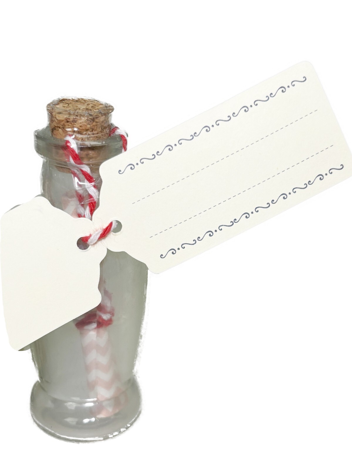 2 Message in a Bottle Glass Vial 4” Miniature Scroll Memory Keepsake Cork Lid