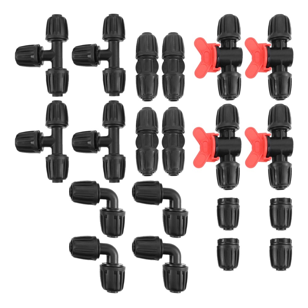 20x Irrigation Fittings Kit for Connector 1/2 Inch Drip Hoses w Shut-Off Valves