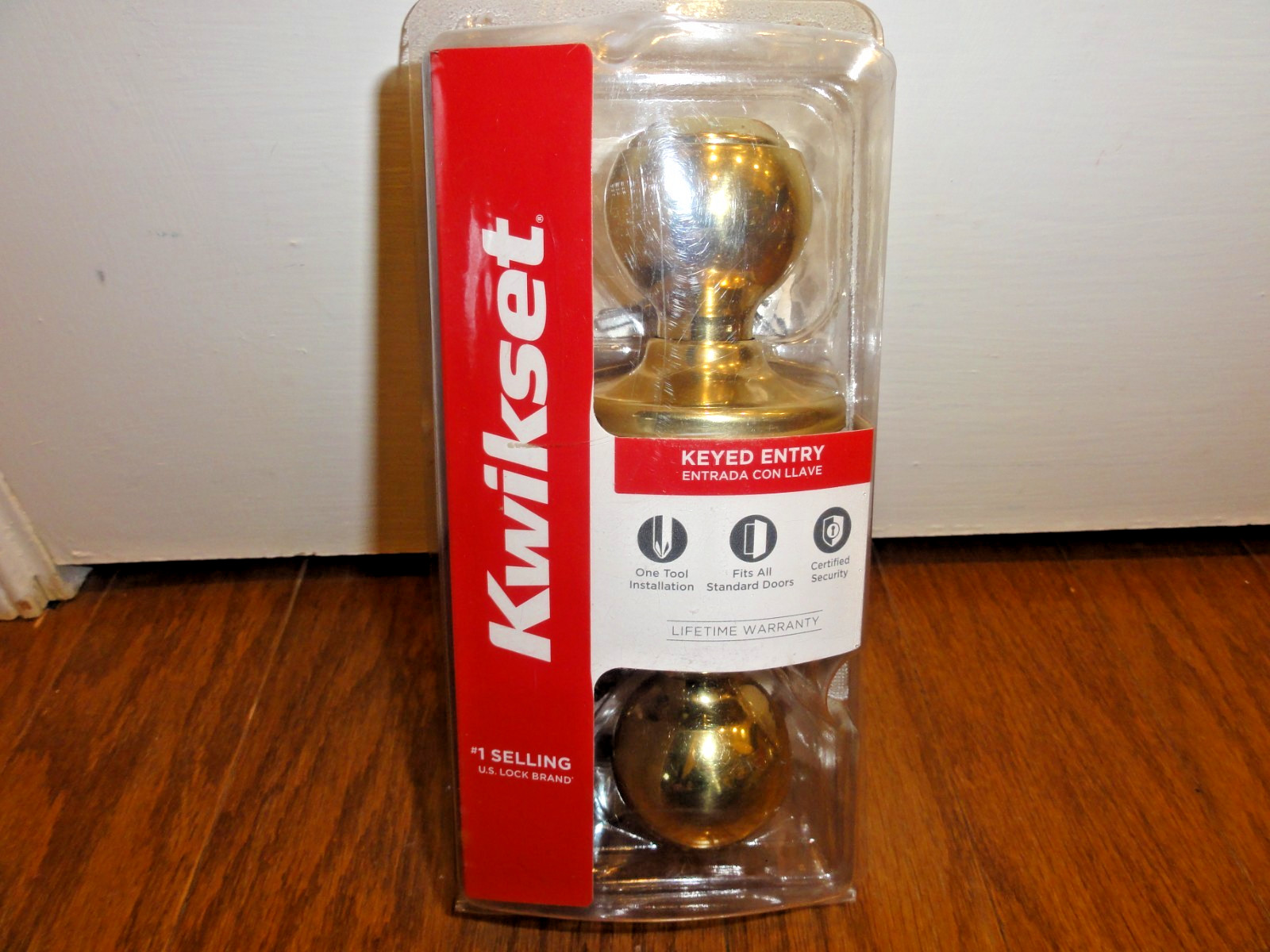 Kwikset 94002-831 Polished Brass Entry Door Lock Keyed 400P K6 V1 NEW Sealed