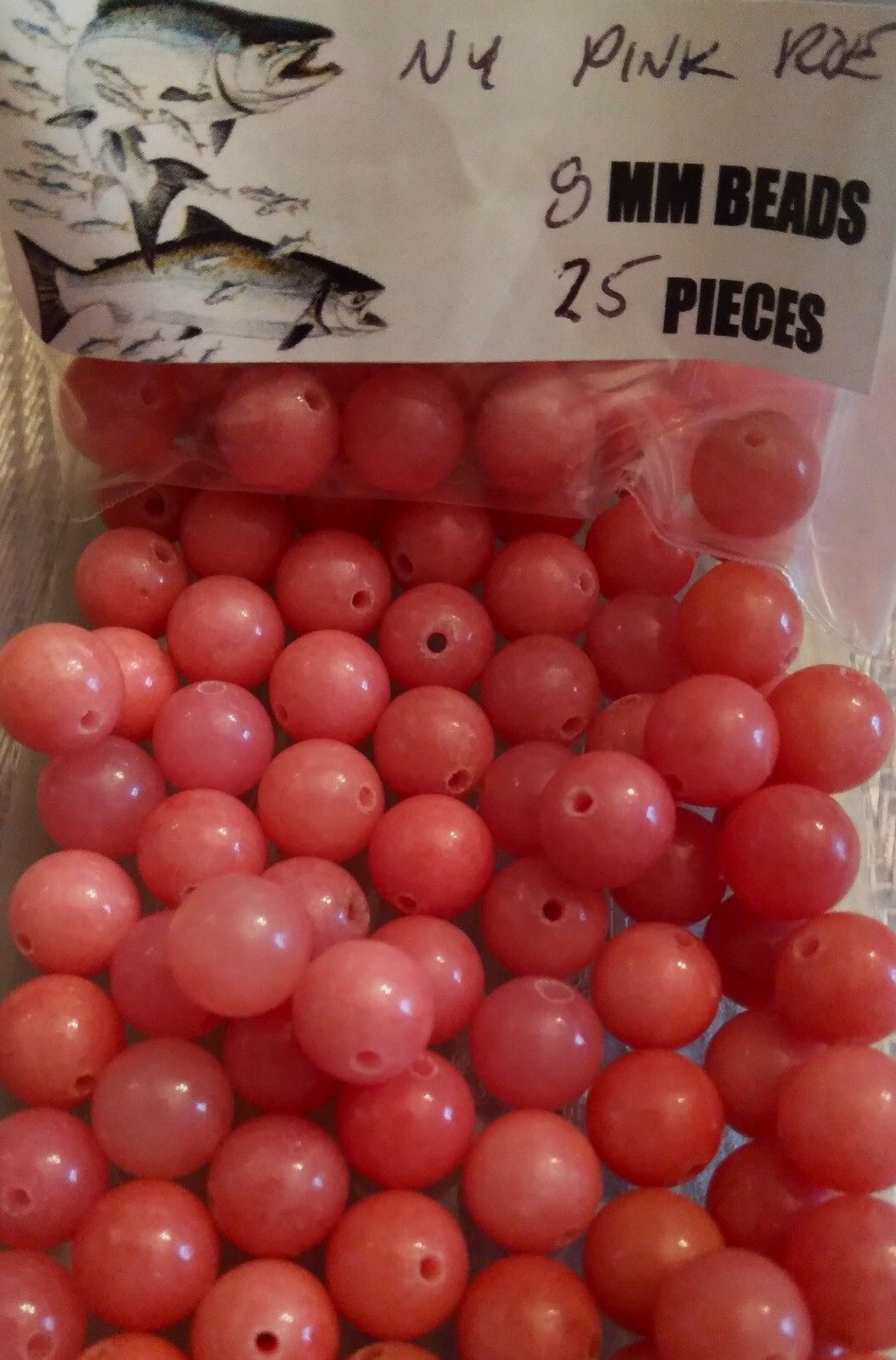 Heavy sinking Fishing Premium Trout/Salmon/Steelhead Beads 8mm 25ct NY Pink Roe