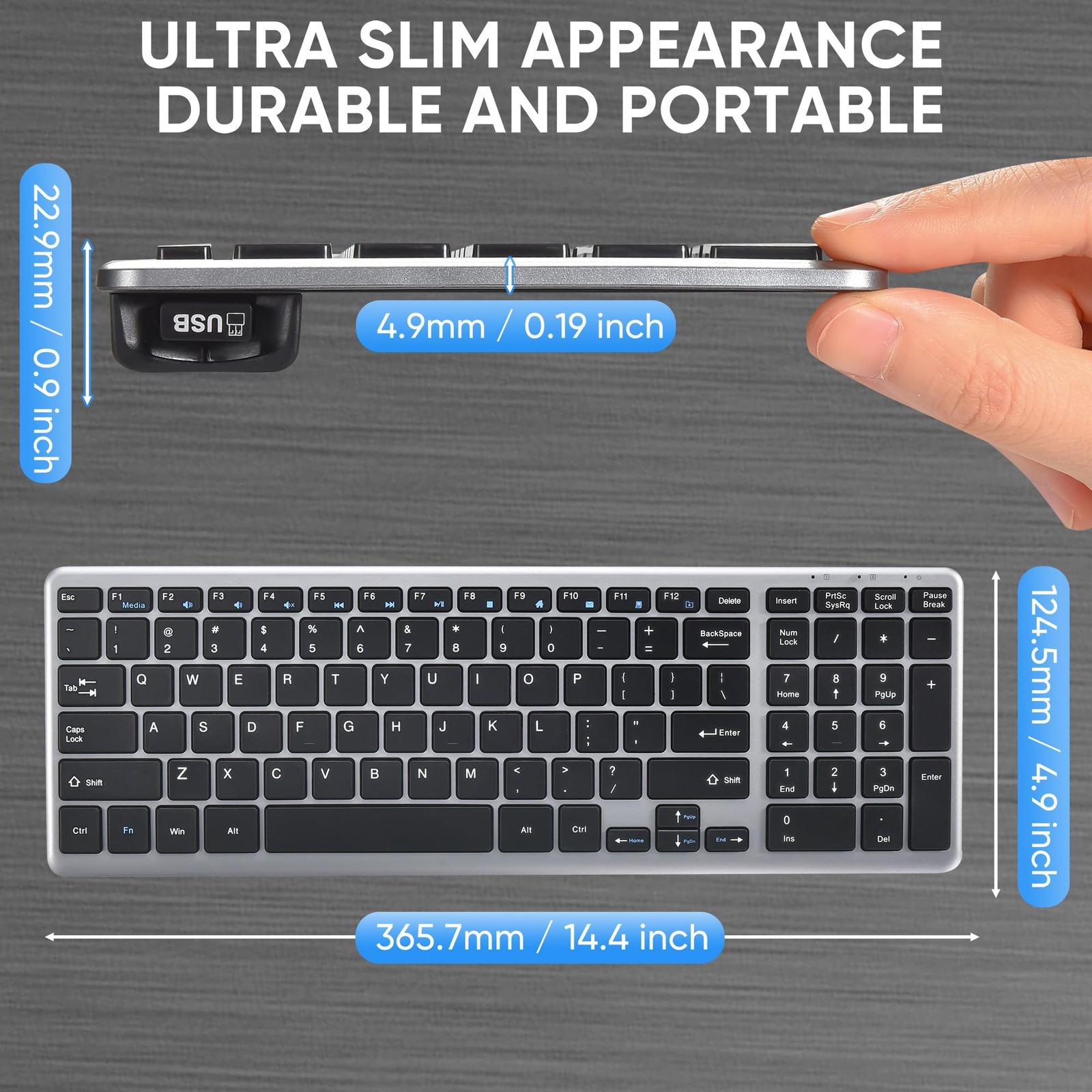 Wireless Keyboard and Mouse Combo, Full Size Silent Ultra Thin Keyboard with ...