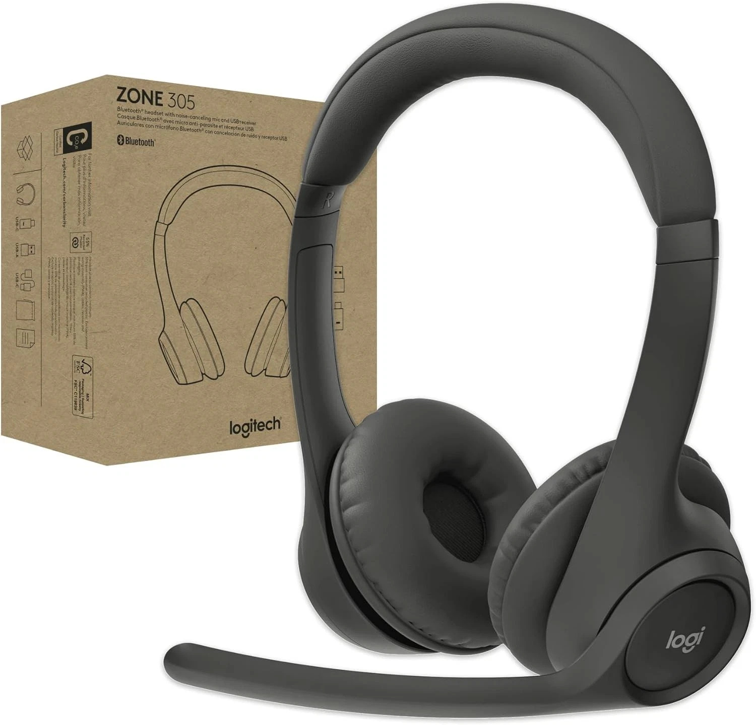 Logitech Zone 305 Business Wireless Bluetooth Headset for Microsoft Teams PC MAC