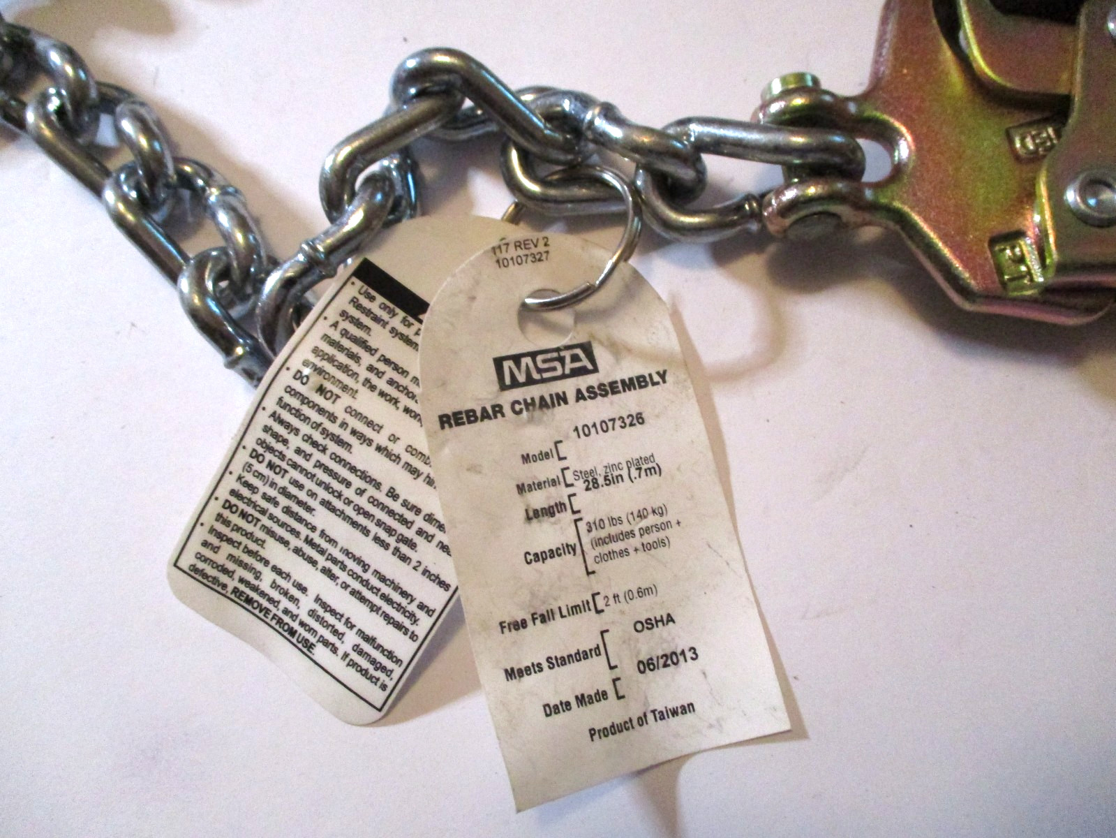 NEW MSA #10107326 IRONWORKER CONSTRUCTION REBAR POSITIONING LANYARD HOOKS