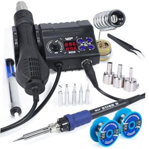 882D Soldering Iron Station 2-IN-1 SMD Hot Air Rework Station with 2 Spools