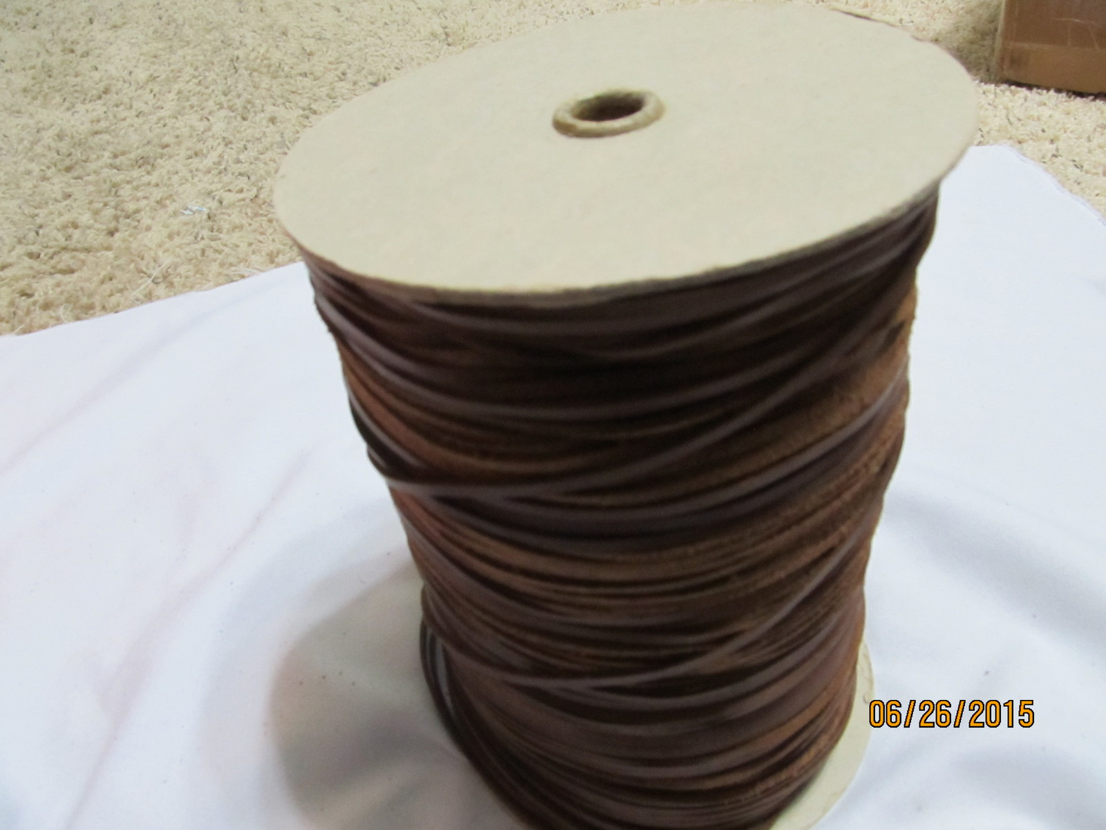 Spool 400 yd 1/8"  RAW EDGE LEATHER Suede Trim  single face stitched Brown