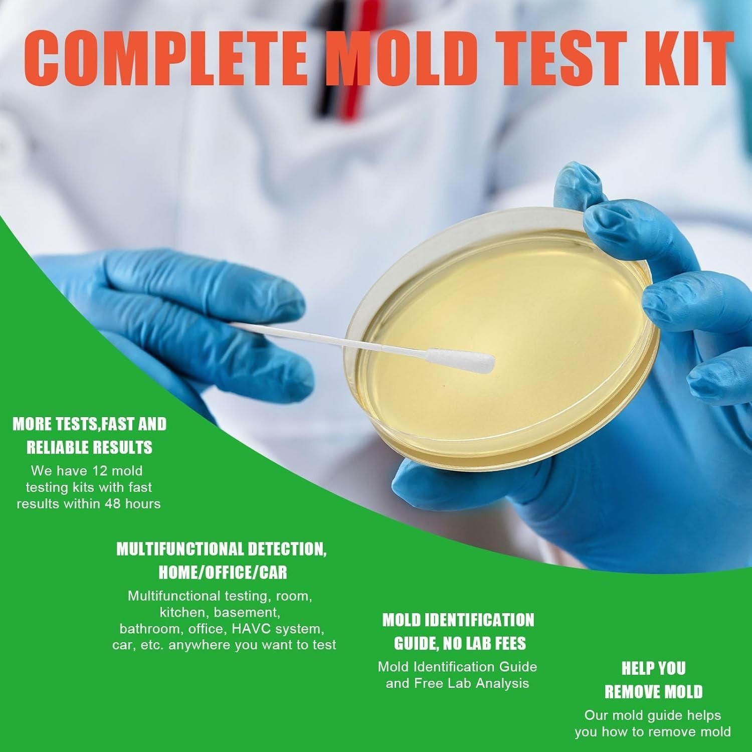 Complete DIY Mold Testing Kit with Free Lab Analysis & Identification Guide
