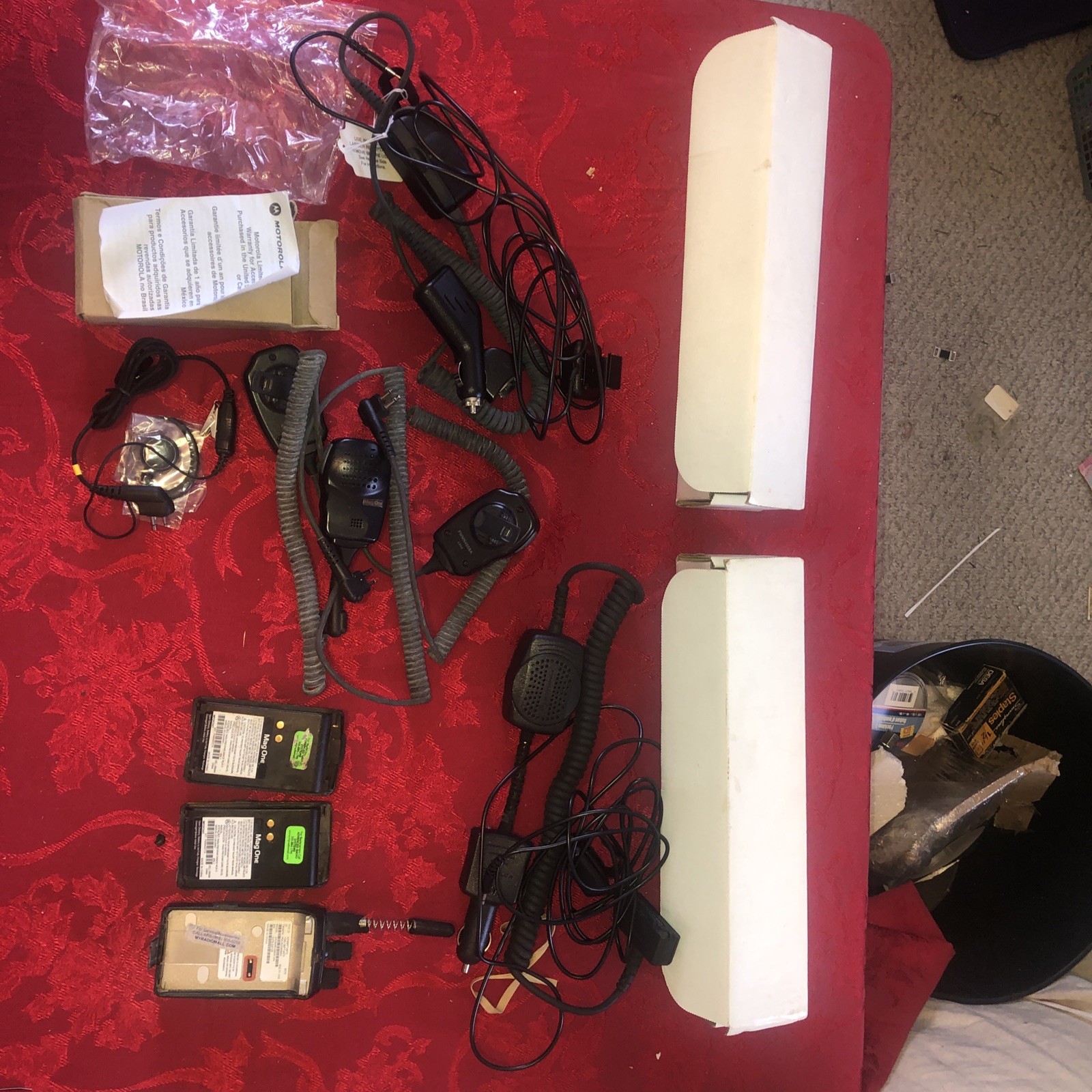 Huge Lot Vtg Motorola Radio Parts Accessories Mics Automobile adapters Mag One