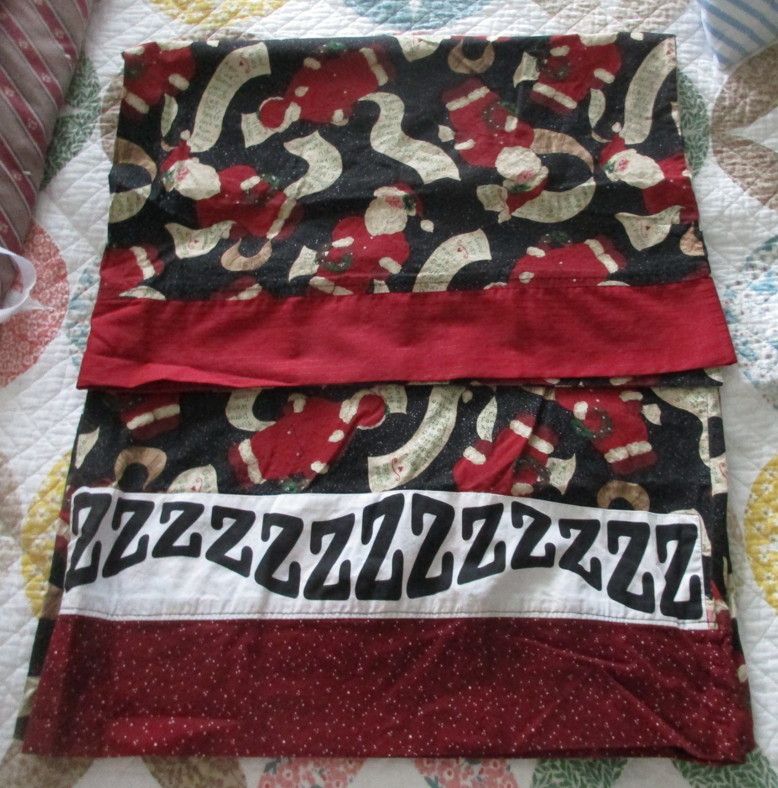 Pair Handmade Christmas Standard Pillowcases - Santas List