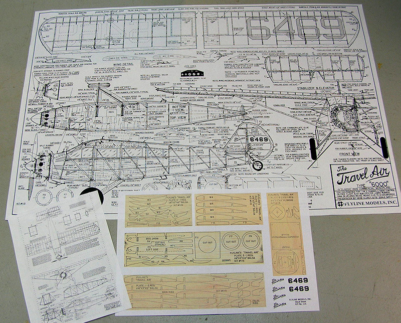 Flyline Model Airplane Plans (RC): Travel Air 6000 1/16 Scale 36" for .020