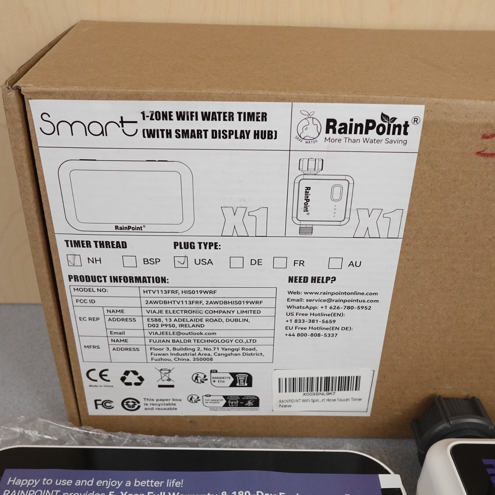 RAINPOINT 1-Zone WiFi Hose Timer, Smart Display Water Timer w/Water Usage OB