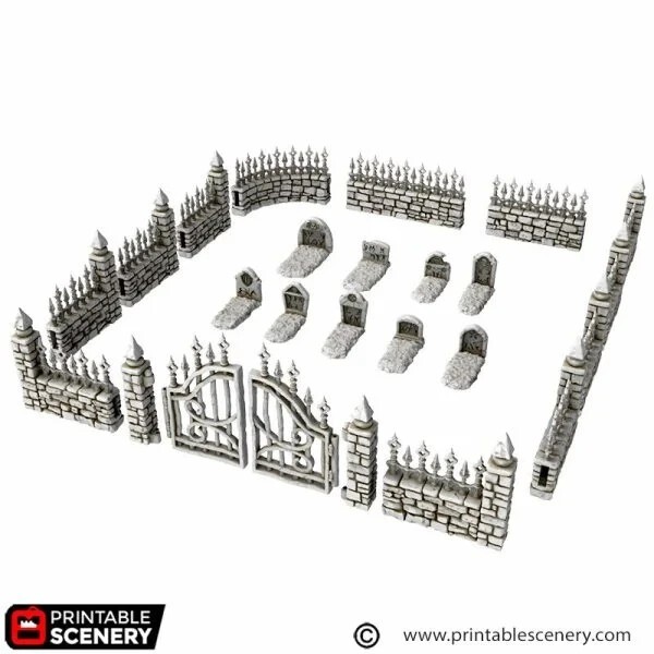 OpenLock Graveyard Corpses, Crypts 3D Printed Tabletop Terrain DND (28mm)