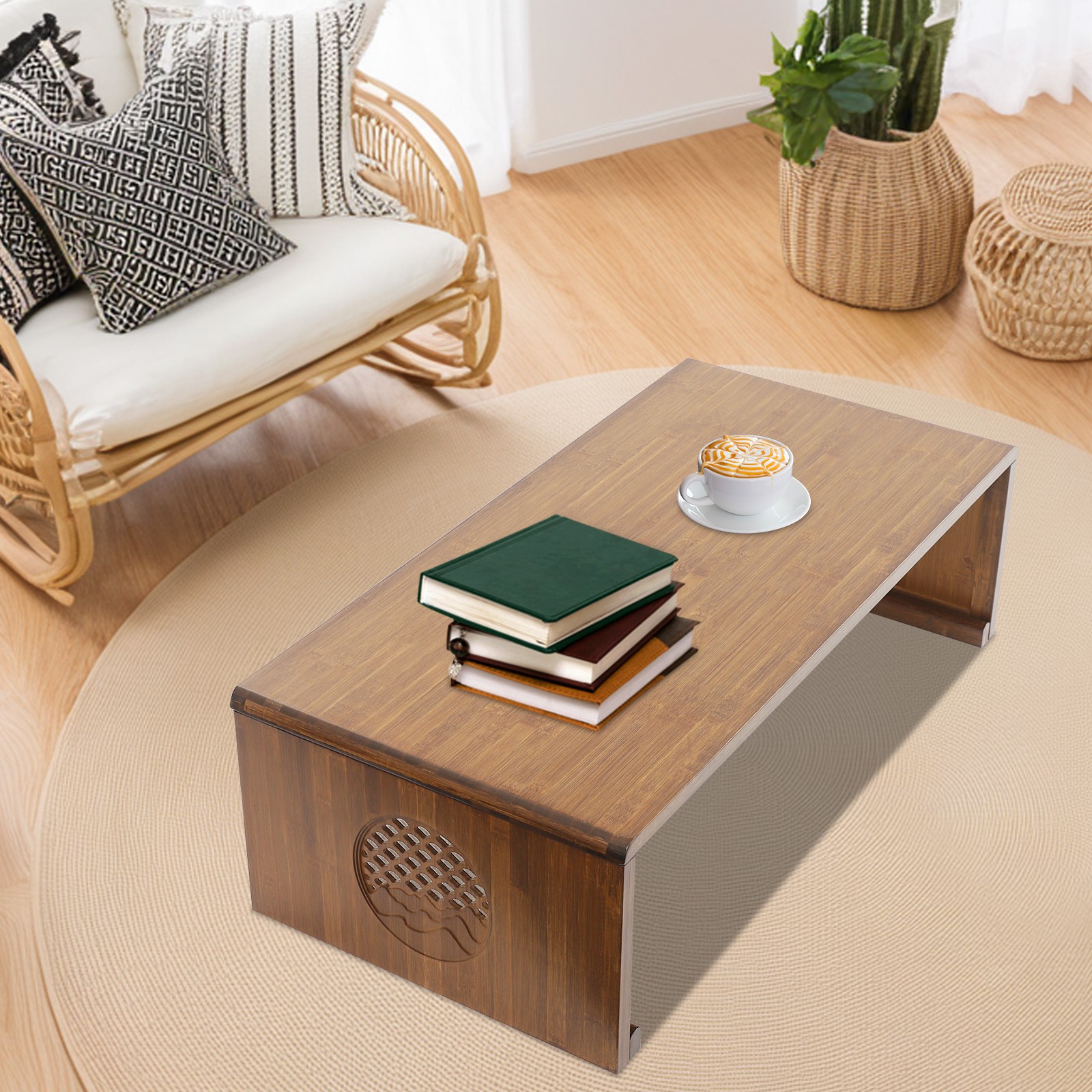 Floor Coffee Table, Meditation & Tea Table Foldable Low Table Neo-Chinese Style