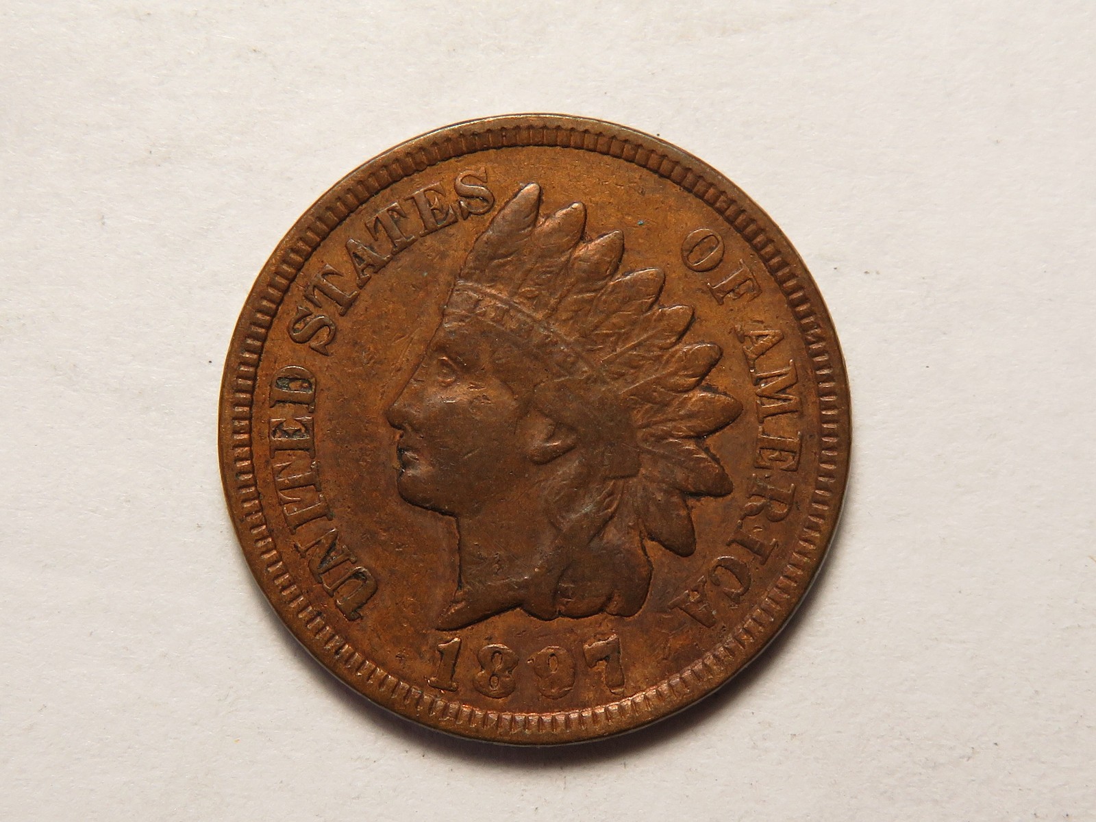 1897 Indian Cent, XF, Lightly Cleaned