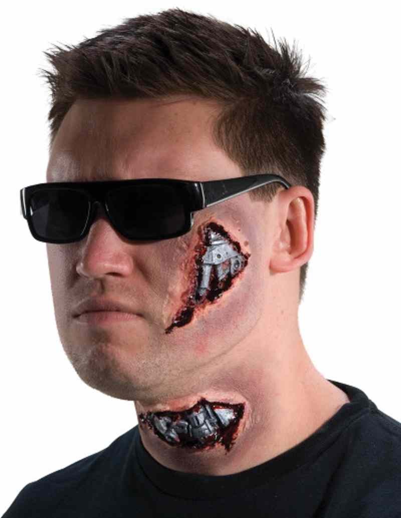 I'll Be Back Cyborg Terminator Robot Halloween Costume Makeup Latex Prosthetic