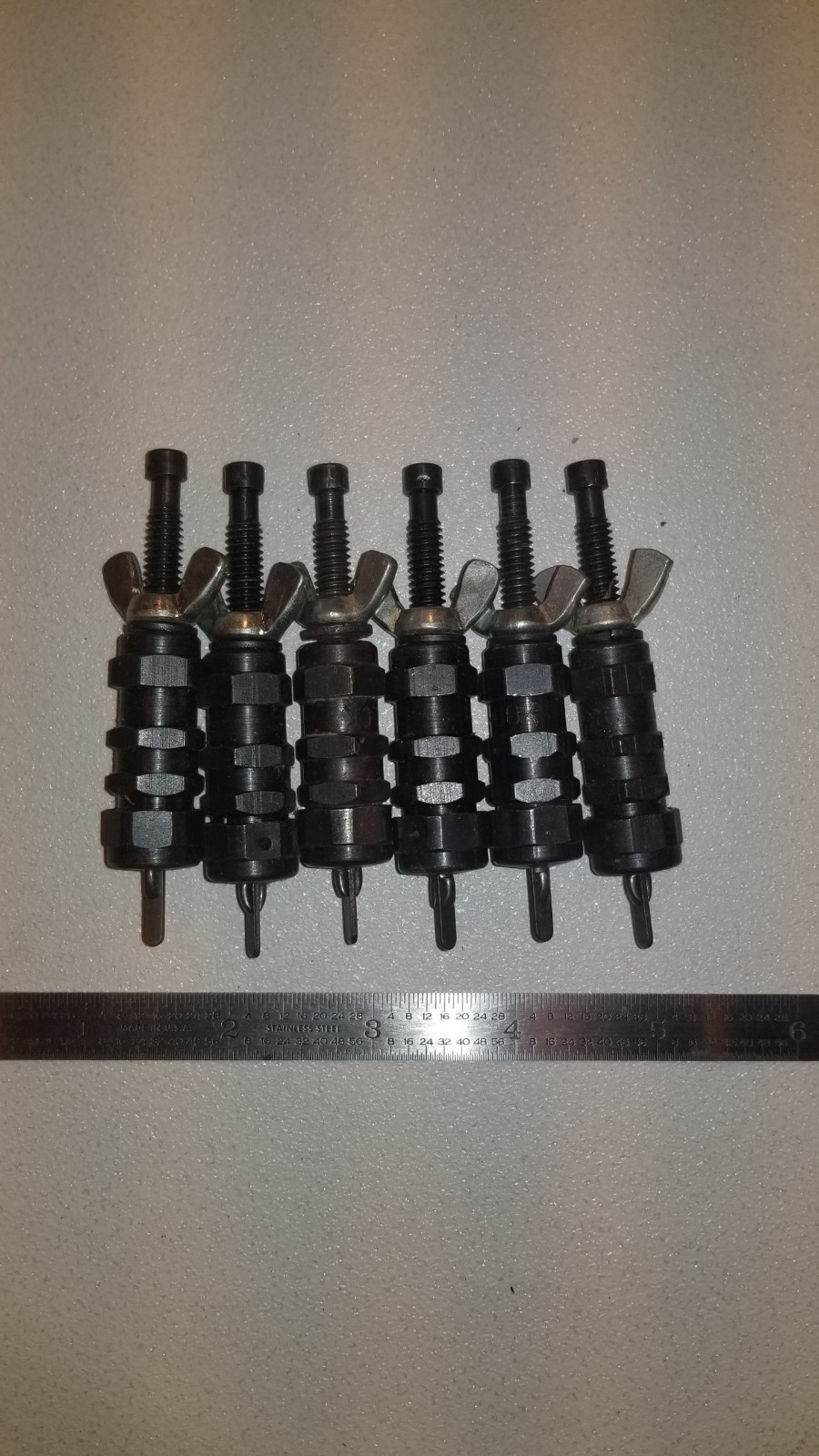 Cleco Fasteners LOT of Six- 5/32" Wing Nut, Draw Cleco's  0~1/2" Grip, BLACK,