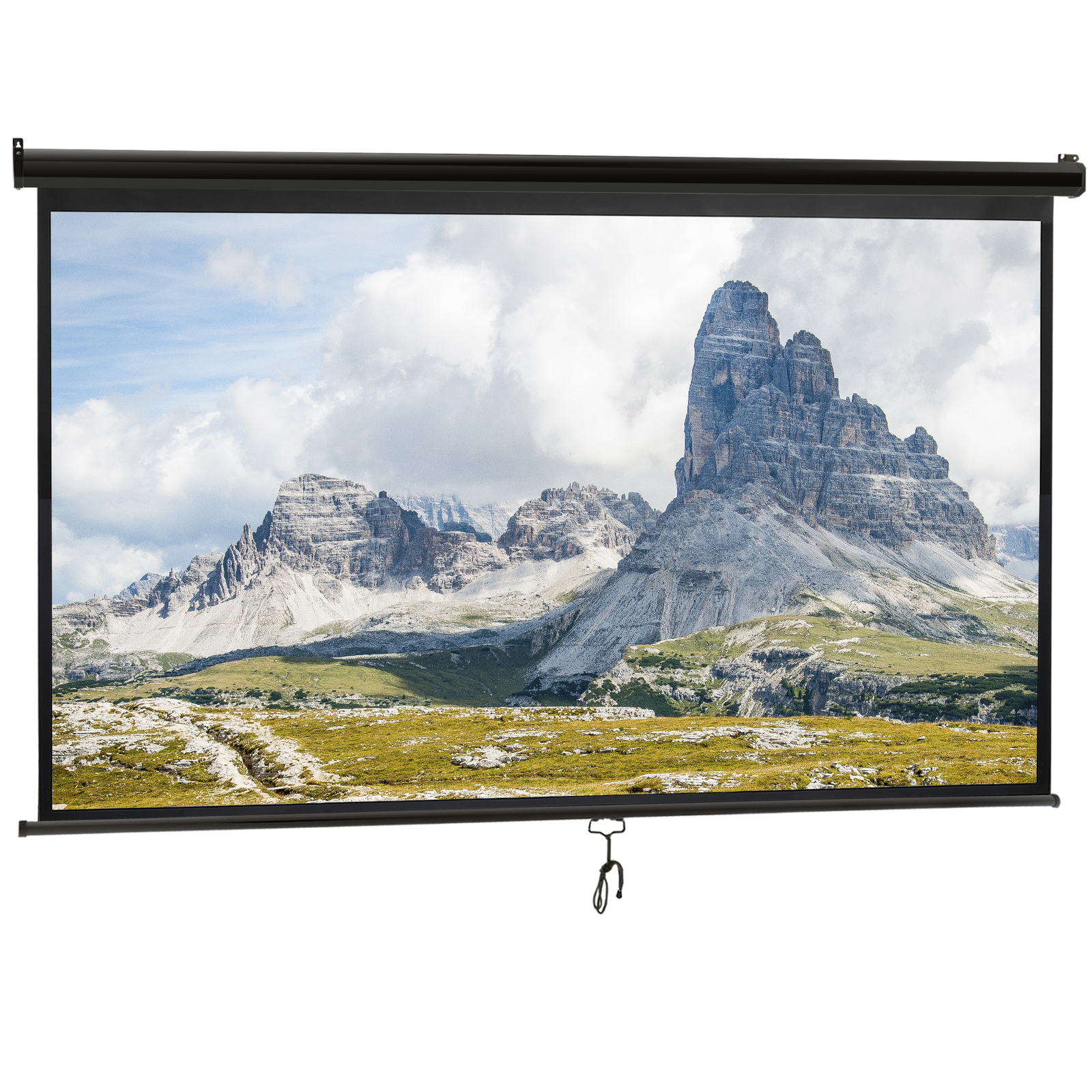 Projection Screen 100'' Pull Down Projector Movies Screen 16:9 HD Home Theater